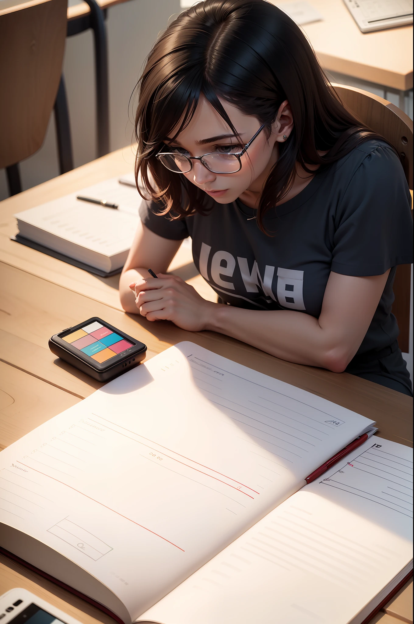 An organized and inspiring scene of someone planning at home. The person is sitting at a table, com uma agenda, notebook and planning materials around you.
The lighting is clear and functional, Creating an environment conducive to organization and focus. Ao fundo, You can see shelves with books on productivity and planning, demonstrating the person's commitment to improve in this area.
The person's expression is one of concentration and determination, demonstrating a commitment to setting goals and making plans to achieve them.
The scene conveys a sense of productivity and empowerment, showing that the person is taking the reins of their life and taking control of their activities and goals.
Organization elements, as calendars, lembretes e listas, are present at the table, highlighting the importance of detailed and structured planning.
The image is represented in a photographic style, Using a professional camera with an angular lens to capture the breadth of the environment and the details of the planning materials. The photo is carefully composed, highlighting the commitment and dedication of the person in their time of planning at home.
This representation of home planning conveys the idea that organization and planning are critical to achieving goals and personal success. The scene emphasizes the importance of devoting time and effort to setting goals and strategizing to achieve them, contribuindo para uma vida mais produtiva, realizada e bem-sucedida. The person in the scene serves as an inspiring example of how planning can be a powerful tool for achieving excellence in everyday life.