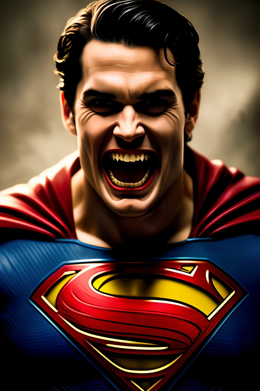 (Superman:1.1) como um pdalns (vampire style sharp teeth :1.2), no emotion, fantasia, intrincado, horror, altamente detalhado, epic portraiture, Filmed Cinematic
INFOVampire Style,