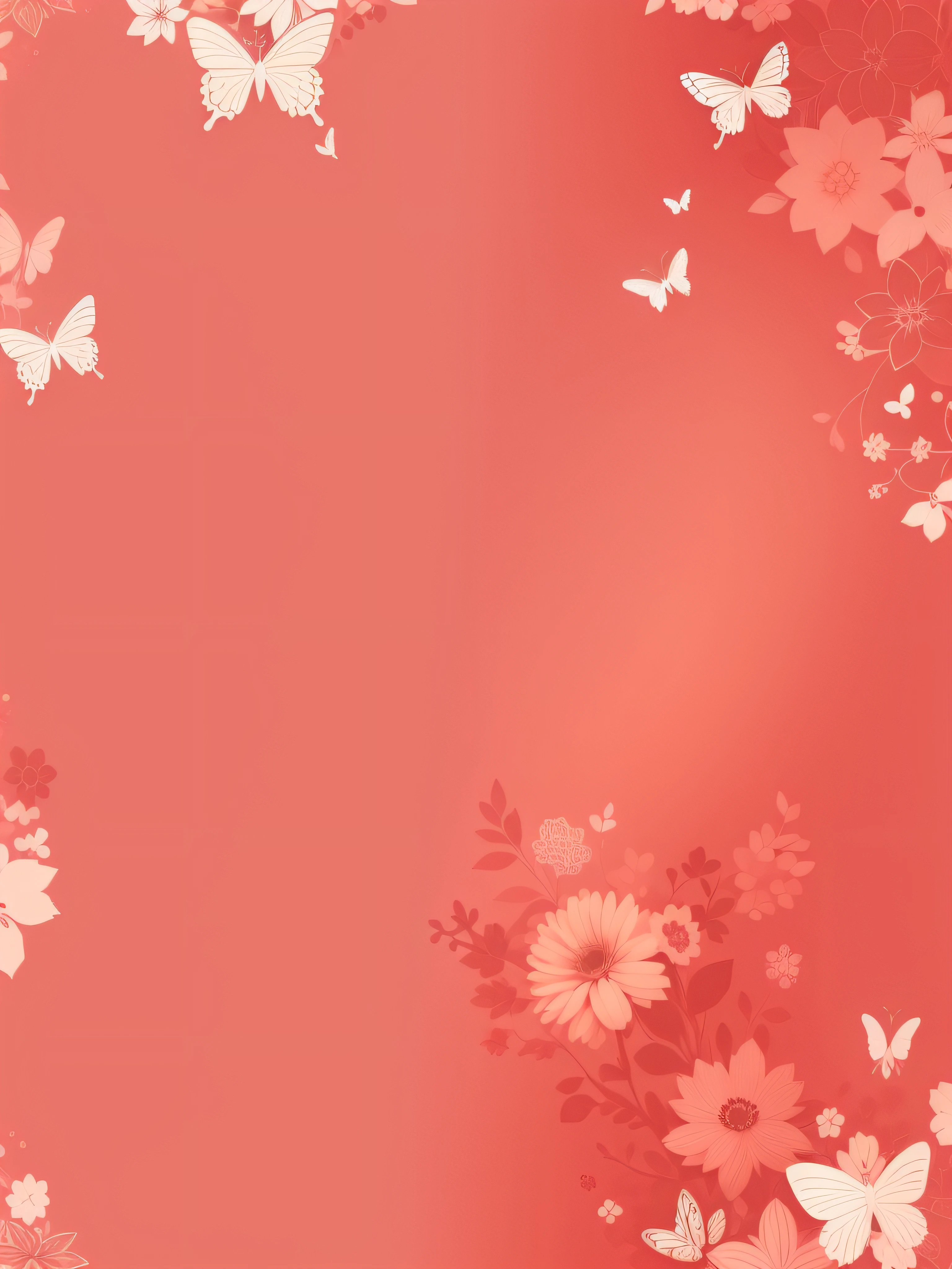 Small butterfly pattern label style, estilo plano, estilo vetorial, papel de parede plano, estilo de desenho, naïve style, em cores muito suaves, como rosa velho, rosa claro, ROSA claro, bege, amarelo claro, branco marfim. FUNDO LARANJA