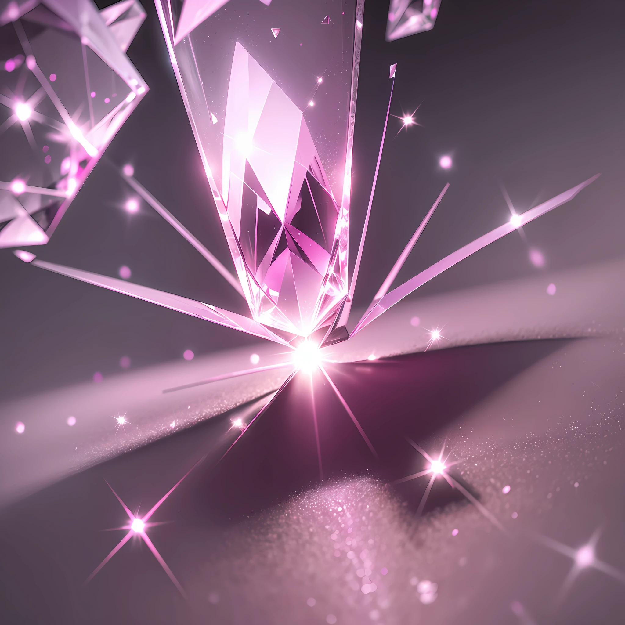 Pink crystal,Ray traching,light reflections, --auto
