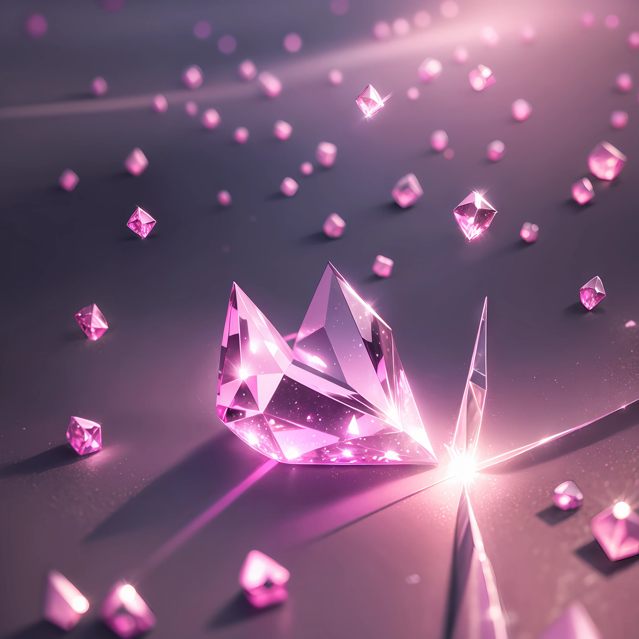 Pink crystal,Ray traching,light reflections, --auto