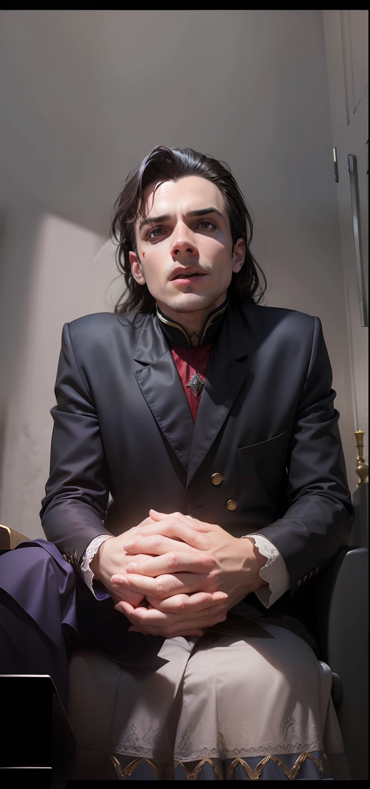 Me transforme em um vampiro sentado em um trono de ossos