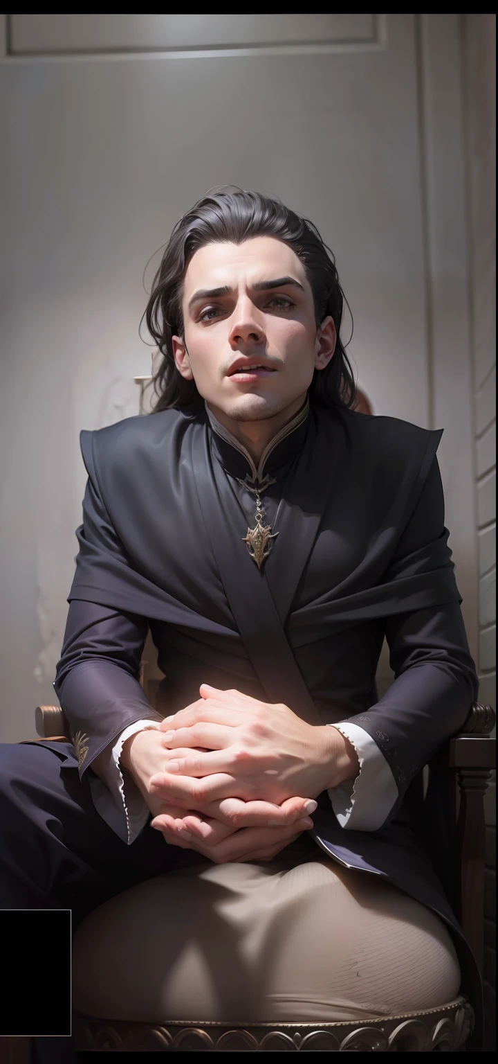 Me transforme em um vampiro sentado em um trono de ossos