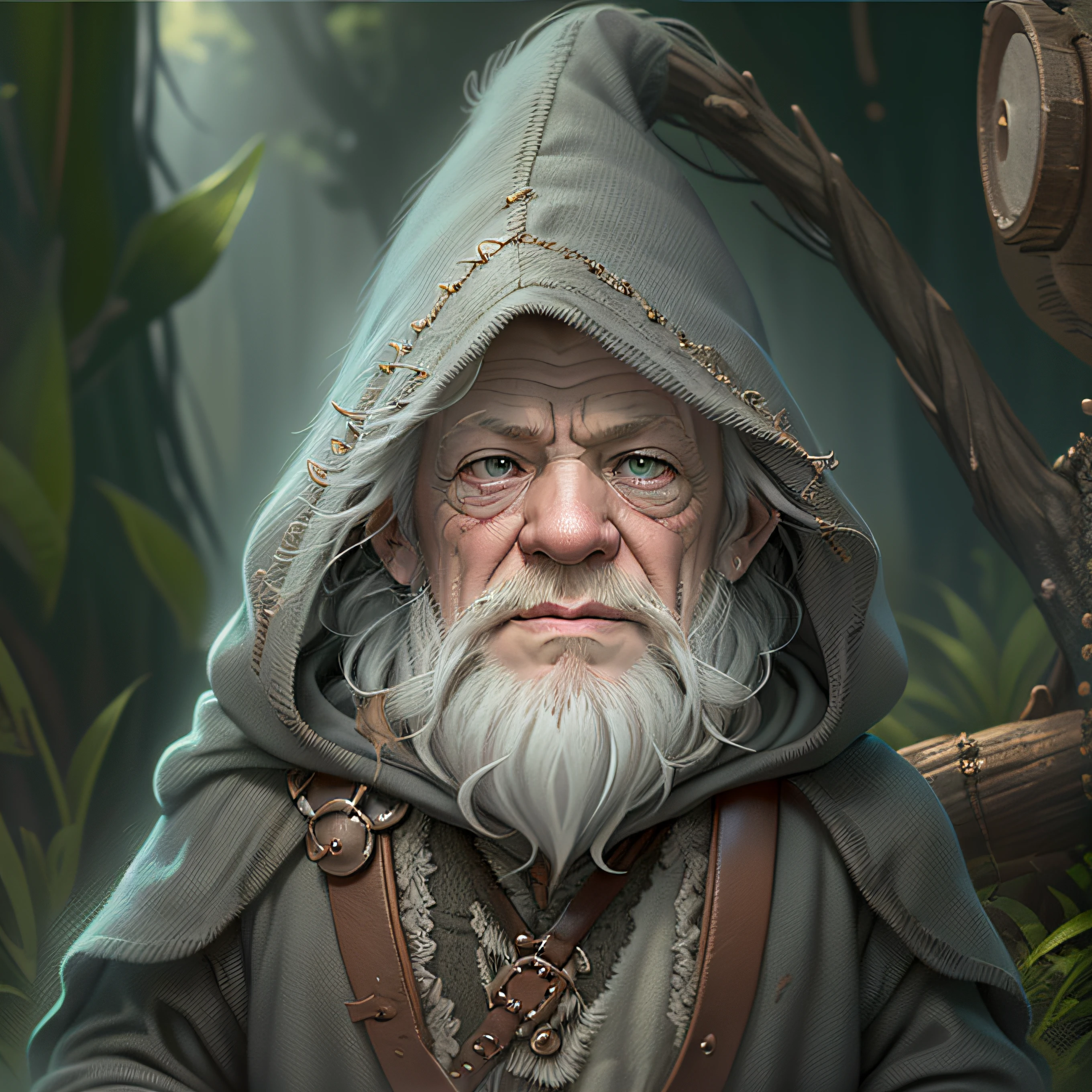 (cbzbb:1.25), portrait of (((cutest Baby Ian McKellen's Toddler Gandolf the gray wizard))), (((Gray hair))) (((Gray beard))) (((hood up))) (((cute illustration))), (((in the Shire))), artstation, CGI_Animation,