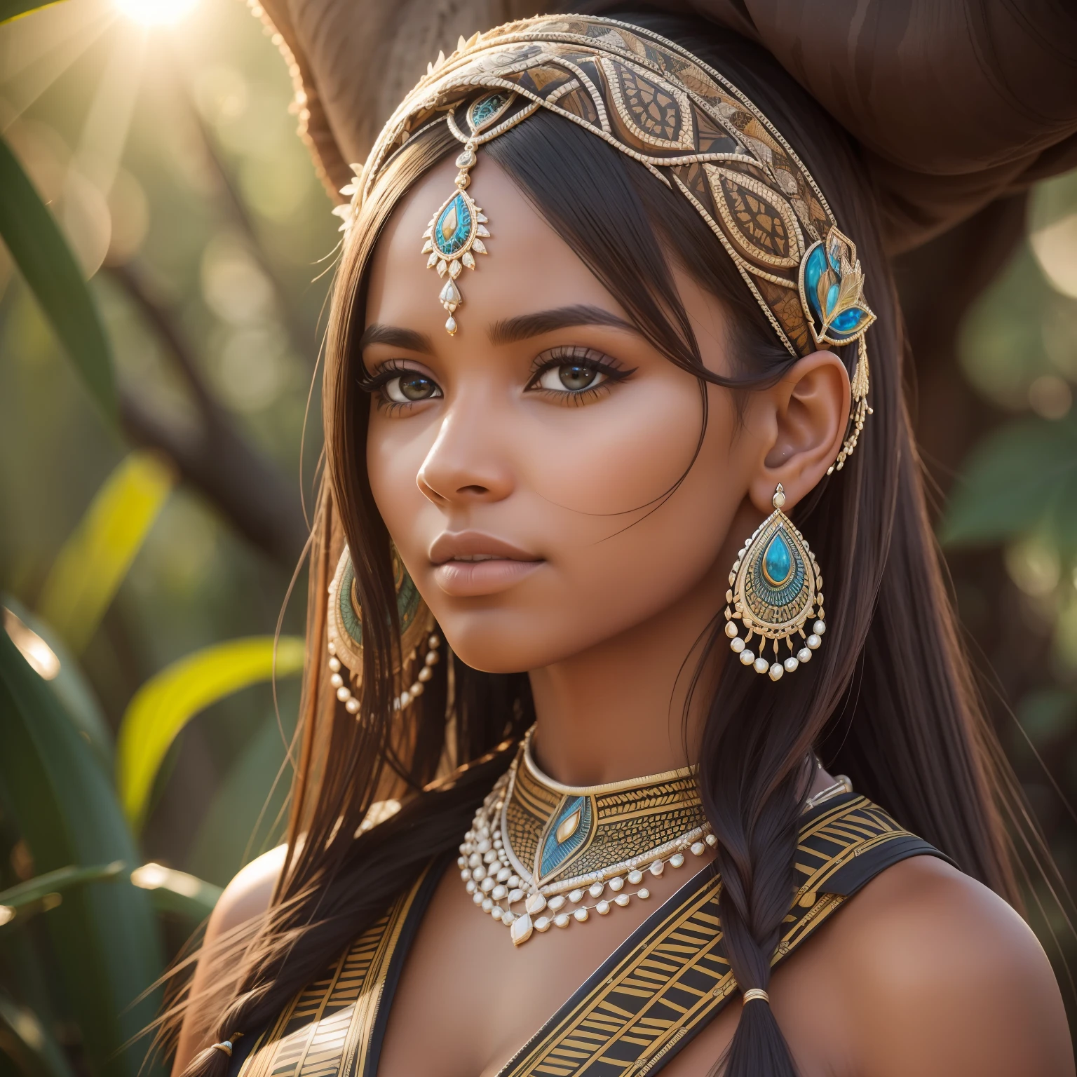 Raw photo, portrait of Wildlife Safaris in Africa , perfect face features, perfect eyes, hopeful, wearing intricate African amor, sun light, volumetric lighting, sun rays, detailed shadows, nature, outdoor, hasselblad X2D 100C, hasselblad XCD 80mm f/1.9 lens, depth of field, bokeh, film grain, sharp focus, photorealistic, masterpiece, intricate details, high contrast, 8k, UHD, HDR, high-res, absurdres, award winning photography, modelshoote, fashion photography, best composition, rules of third, upper body shot,