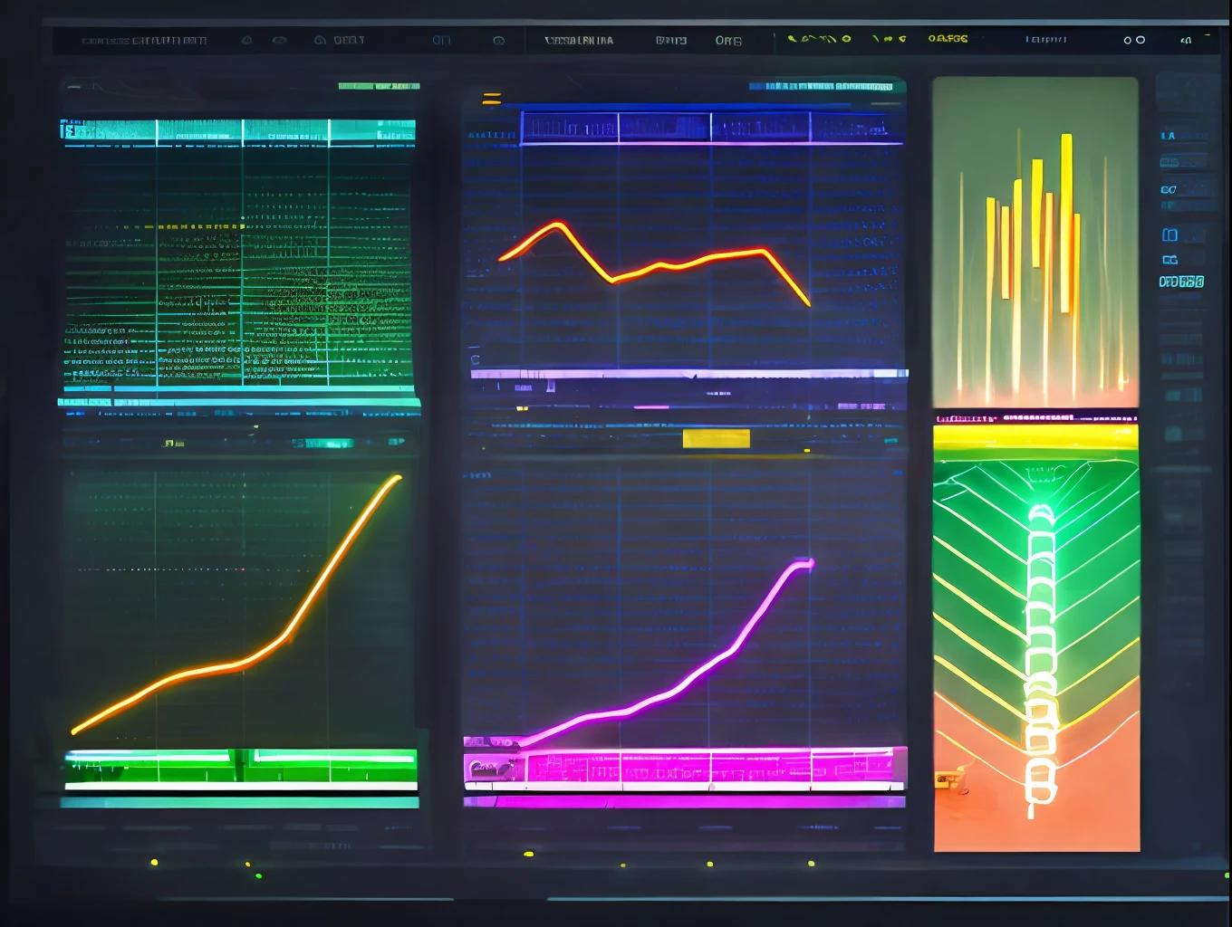 An illustration of the charts, excel cores neon por Kilian Eng