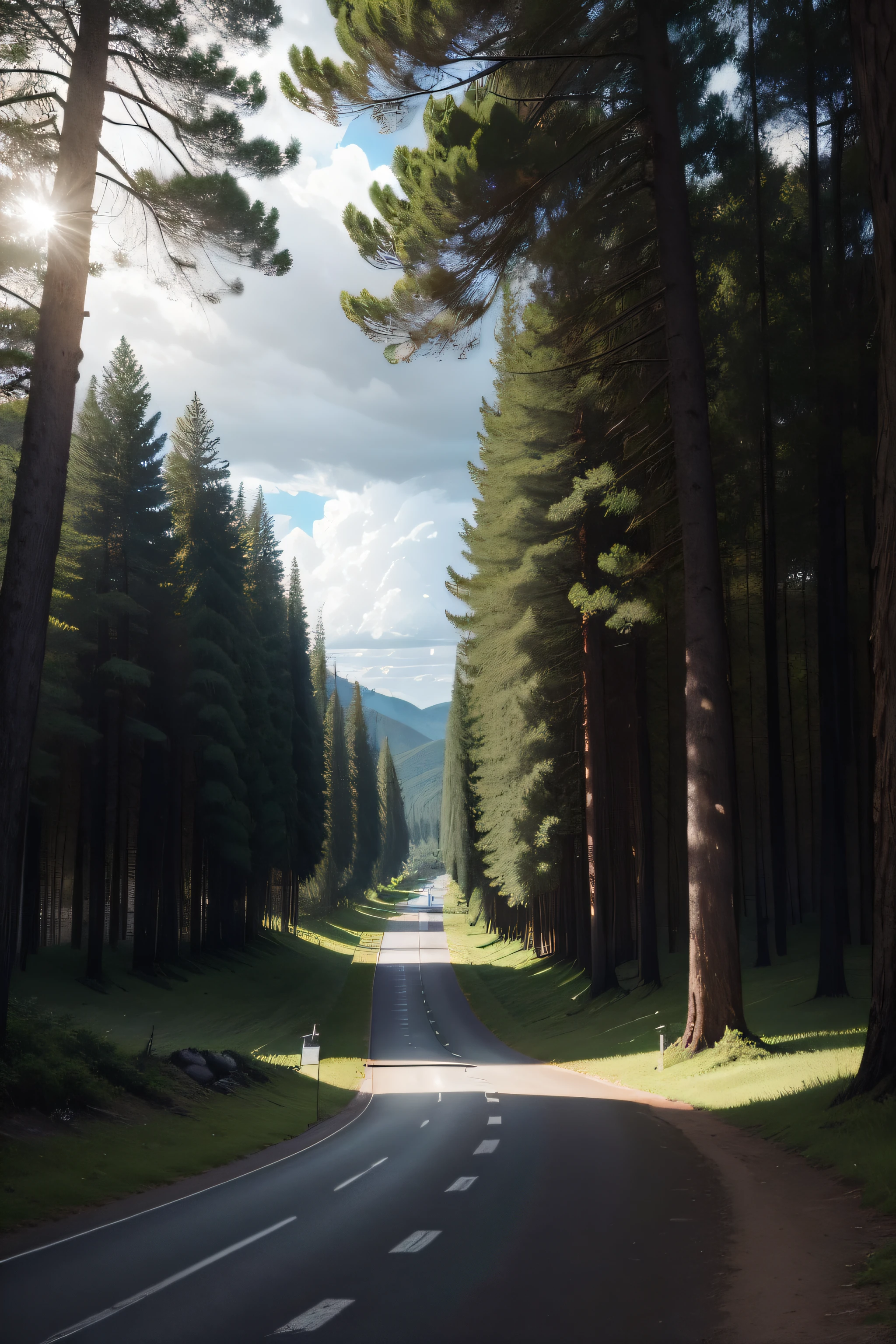 Claro! Here is a prompt to draw up a picture of a road with a sky laden with black clouds: "Create an image of a winding road, cercada por uma paisagem exuberante. The sky is filled with dark and menacing clouds, que adicionam um clima sombrio e misterioso. A estrada se estende ao longo de colinas verdejantes, with tall trees that create deep shadows. The atmosphere is intense, com raios de sol penetrando pelas nuvens, criando feixes de luz que iluminam a estrada. The image conveys a sense of adventure and mystery, convidando o espectador a explorar o desconhecido."I hope you like this idea for the image of the road with a sky laden with black clouds!