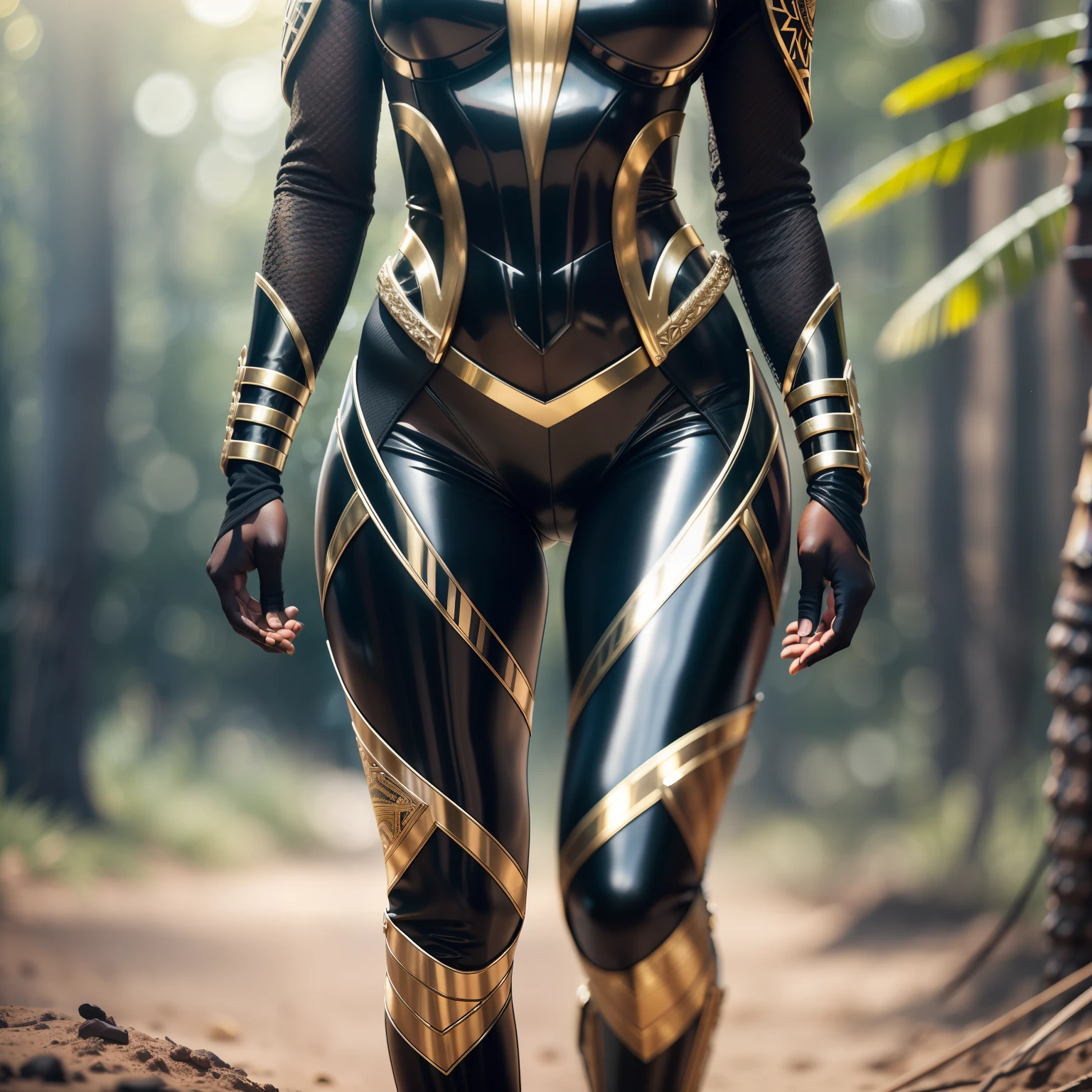 Raw photo, of  African black war girl standing close to her black panther, wearing its war suit, perfect face features, perfect eyes, hopeful, wearing African war suits, sun light, volumetric lighting, sun rays, detailed shadows, nature, outdoor, hasselblad X2D 100C, hasselblad XCD 80mm f/1.9 lens, depth of field, bokeh, film grain, sharp focus, photorealistic, masterpiece, intricate details, high contrast, 8k, UHD, HDR, high-res, absurdres, award winning photography, modelshoote, fashion photography, best composition, rules of third, Full body shot
