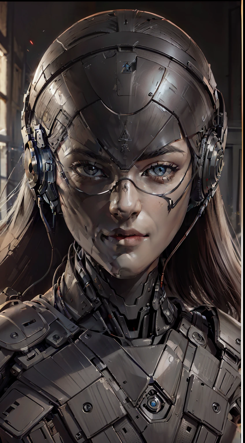 digital SLR camera,filmgrain,Fujifilm XT3 The art of realistic painting,Red mechanical armor,Stunning beauty,Wear black headphones,Background pyramid