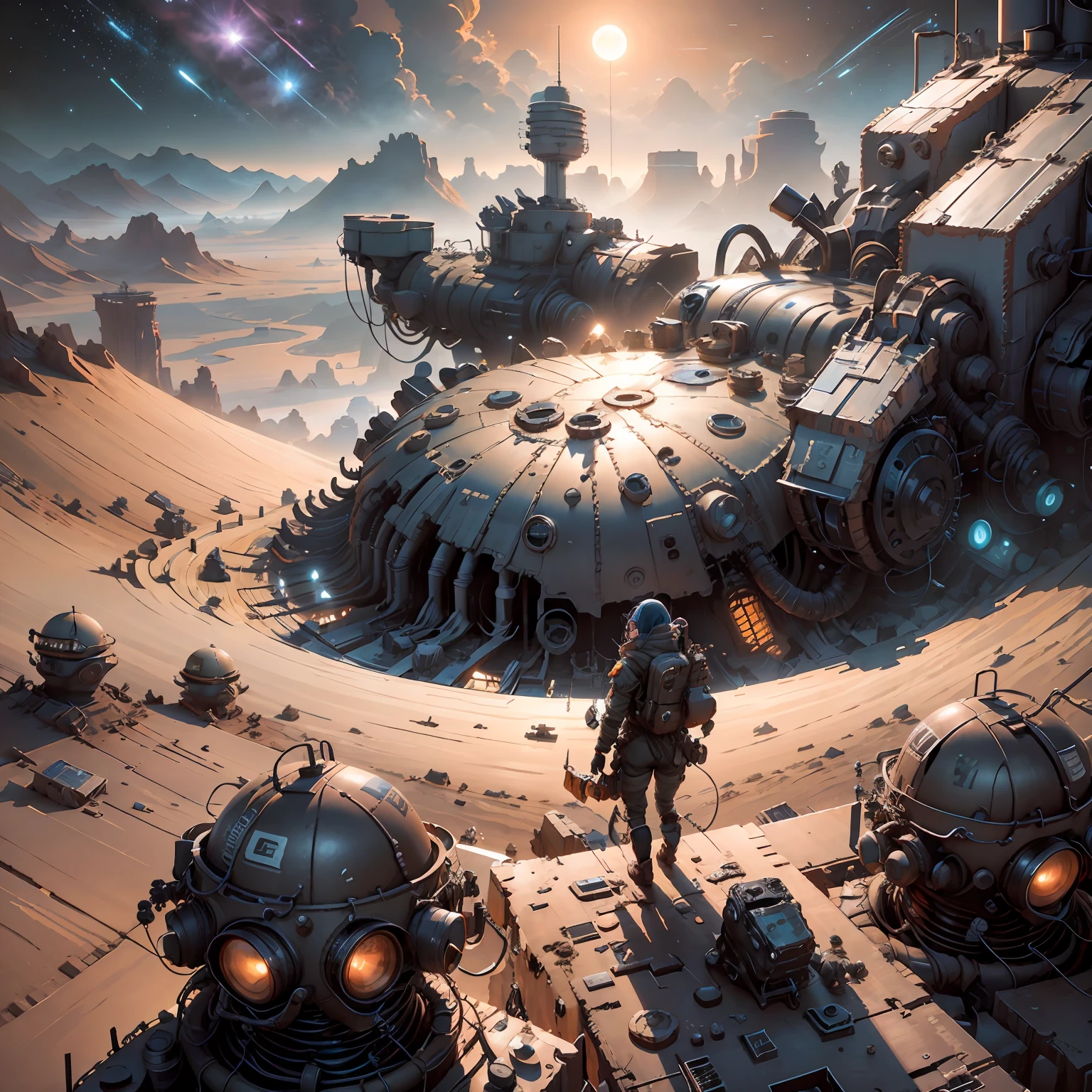Explore a distant and unknown world where a brave crew fights to survive on an alien planet, inspired by the movie "Interstellar." Describe, in rich detail, the mysterious landscape of this planet, with vast horizons and a starry sky that embraces the unknown. Introduce the crew, made up of fearless scientists and explorers, who face the challenges of this alien environment in search of a new home for humanity. Detail the advanced technologies they use, from smart spacesuits to exploration vehicles, that help them brave the extreme conditions of this hostile planet. Immerse yourself in the thrilling experiences the crew faces, such as devastating sandstorms, dangerous alien creatures, and the search for resources essential to their survival. Also explore the ethical dilemmas and interpersonal relationships that arise in this extreme context, underscoring the resilience and team spirit of the crew. This is an engaging narrative about courage, discovery, and the quest for survival on an alien planet, where hope and determination are the only anchors in a vast and challenging universe. Get ready to venture beyond the horizon on a journey filled with mysteries and intense emotions alongside this surviving crew! 4K, Full HD, Realism, 3D, 8K,