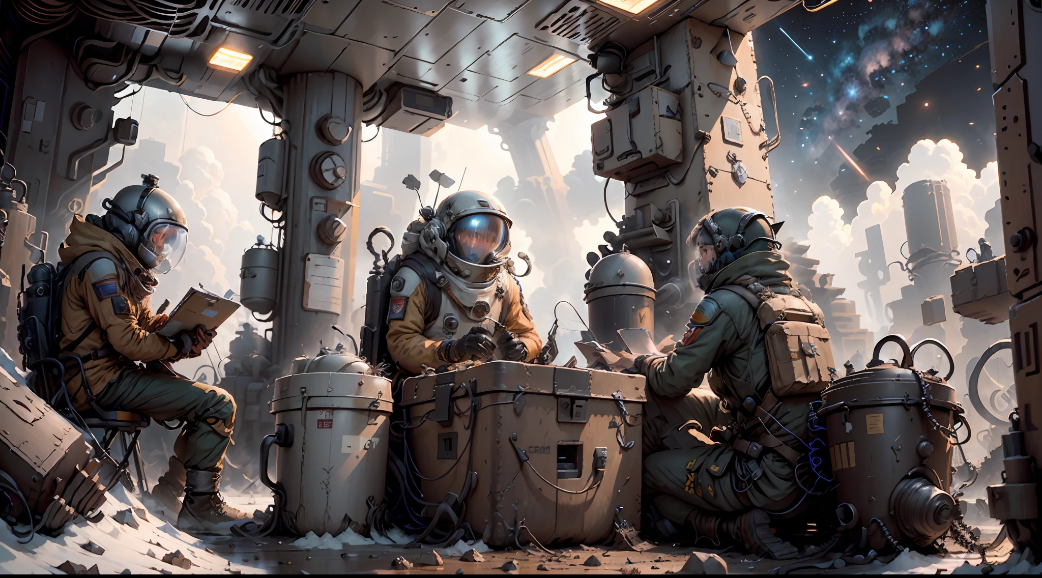 Explore a distant and unknown world where a brave crew fights to survive on an alien planet, inspired by the movie "Interstellar." Describe, in rich detail, the mysterious landscape of this planet, with vast horizons and a starry sky that embraces the unknown. Introduce the crew, made up of fearless scientists and explorers, who face the challenges of this alien environment in search of a new home for humanity. Detail the advanced technologies they use, from smart spacesuits to exploration vehicles, that help them brave the extreme conditions of this hostile planet. Immerse yourself in the thrilling experiences the crew faces, such as devastating sandstorms, dangerous alien creatures, and the search for resources essential to their survival. Also explore the ethical dilemmas and interpersonal relationships that arise in this extreme context, underscoring the resilience and team spirit of the crew. This is an engaging narrative about courage, discovery, and the quest for survival on an alien planet, where hope and determination are the only anchors in a vast and challenging universe. Get ready to venture beyond the horizon on a journey filled with mysteries and intense emotions alongside this surviving crew! 4K, Full HD, Realism, 3D, 8K,
