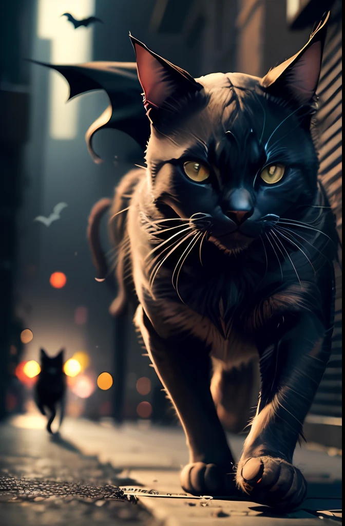 To escape from a cat running in the darkness at the feet of Batman the cat and Batman will take will also catch the cat running, But the cat is also running