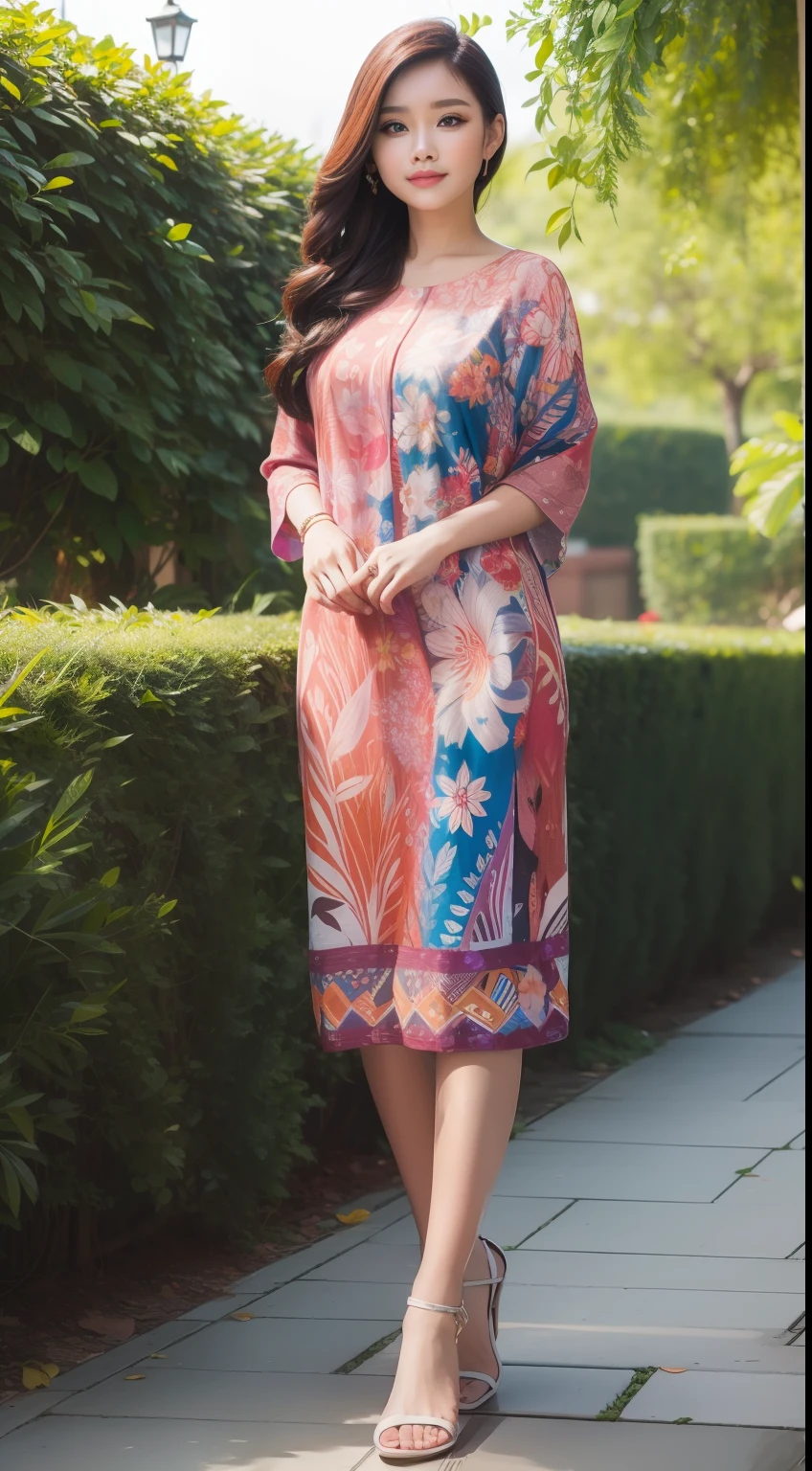 masterpiece, best quality, batik, colorful hair, outdoor, full body, (masterpiece, sidelighting, finely detailed beautiful eyes: 1.2), hdr