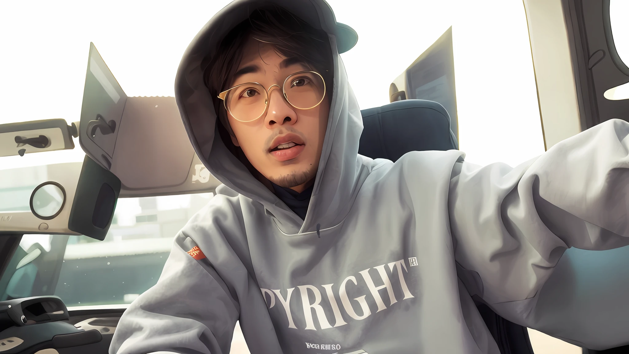 There is a young man wearing a hoodie and glasses, usando um capuz, Yanjun Chengt, usando um capuz, usando capuz, Jinyoung Canela, com capuz, usando um capuz oversized, Luz da direita, trending on r/streetwear, Hong June Hyung, Shigeto Hirai Yuya, destacar, wearing a hoodie and sweatpants, Artista coreano