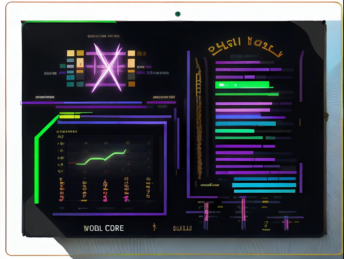 An illustration of the charts, excel cores neon por Kilian Eng