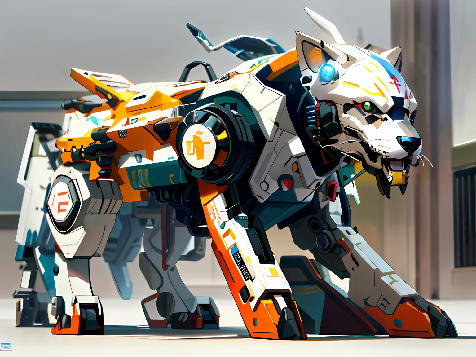 Un primer plano de un lobo robot, mecha animal, Mecha Sabueso, medical mecha canine, Good Boy Mecha Gigante , lobo robot, Tendencias en CGsociety, Mech de armadura de lobo, Por Jeonseok Lee, 3 d octanaje render conceptart, animal robot, CGsociety altamente detallado
