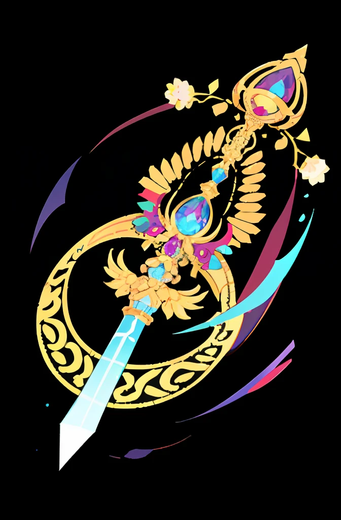 "Top image quality,超高分辨率,pixal style,A masterpiece of game scenarios:1.5,16bitscene。(opulent,magia,quaint,Shine:1.1),hyper ornate,1 sword,Made from magic crystals,Set with colorful gemstones,radiating with light,A symbol of ancient civilization,Able to unleash magical powers,Detailed depiction,Inlaid with beautiful patterns,There are ornate inlays on the hilt,Handmade,It is the dream sword of all magicians,((opulent)),((magia))