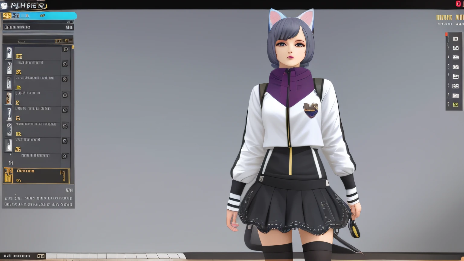 um close up de uma pessoa com um vestido e uma orelha de gato, modelo live2d youtuber virtual, anime estilo 3d, menina gato atraente, anime vtuber modelo de corpo inteiro, menina anime com orelhas de gato, 3d menina anime, Imagem do jogo, menina do gato, female furry mini cute style, gato anime, Captura de tela de jogabilidade de moda, menina com orelhas de gato