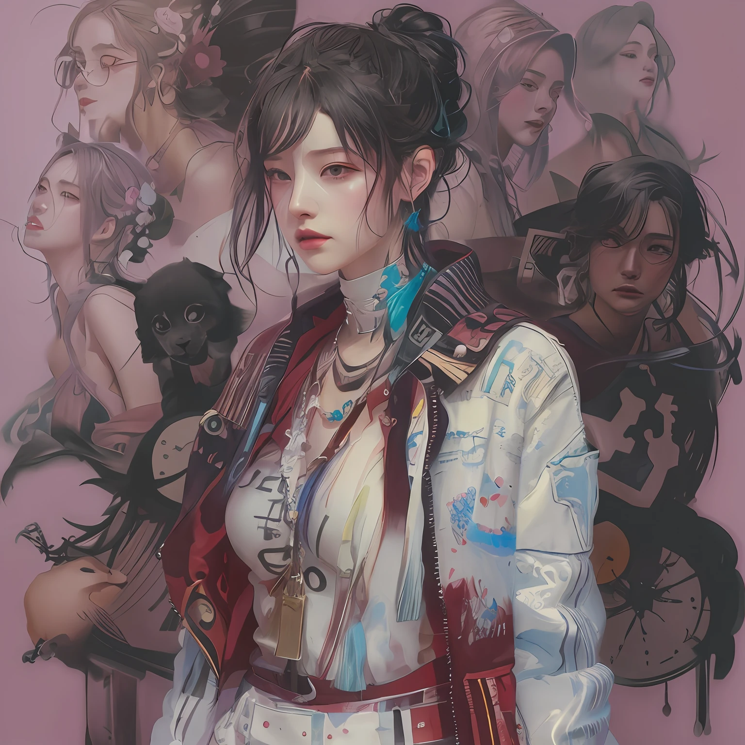 Hay una mujer parada frente a un grupo de mujeres, Obras de arte al estilo de Guweiz, Al estilo de Ross Tran, inspirado por Yanjun Cheng, Guweiz, Estilo Ross Tran, Estilo de pintura digital, Estilo de pintura digital, Estilo de arte digital, Arte digital de estilo anime, in the art style of bowater