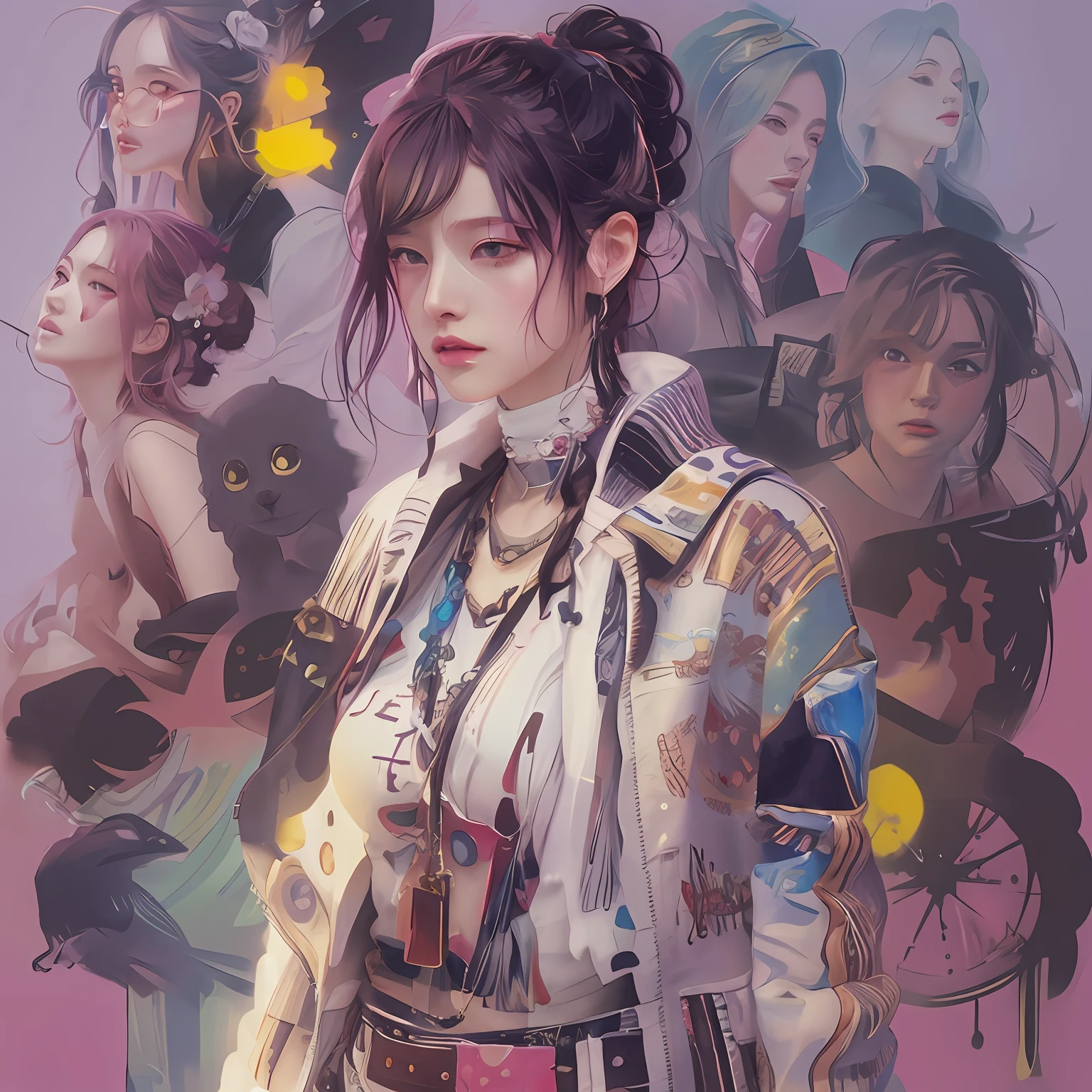 Hay una mujer parada frente a un grupo de mujeres, Obras de arte al estilo de Guweiz, Al estilo de Ross Tran, inspirado por Yanjun Cheng, Guweiz, Estilo Ross Tran, Estilo de pintura digital, Estilo de pintura digital, Estilo de arte digital, Arte digital de estilo anime, in the art style of bowater