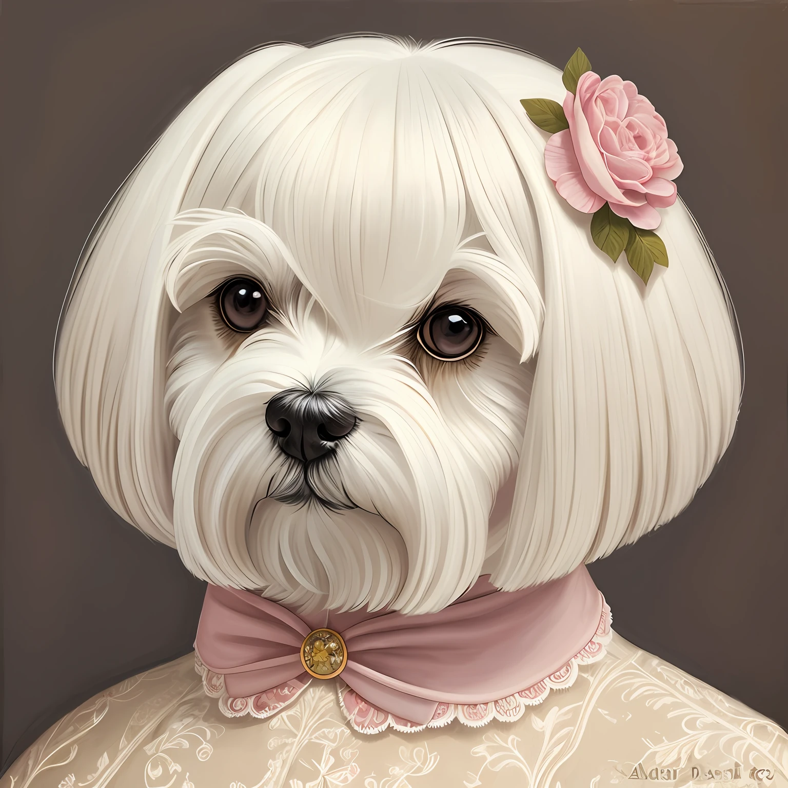 portrait of a maltese dog by by Mab Graves --auto