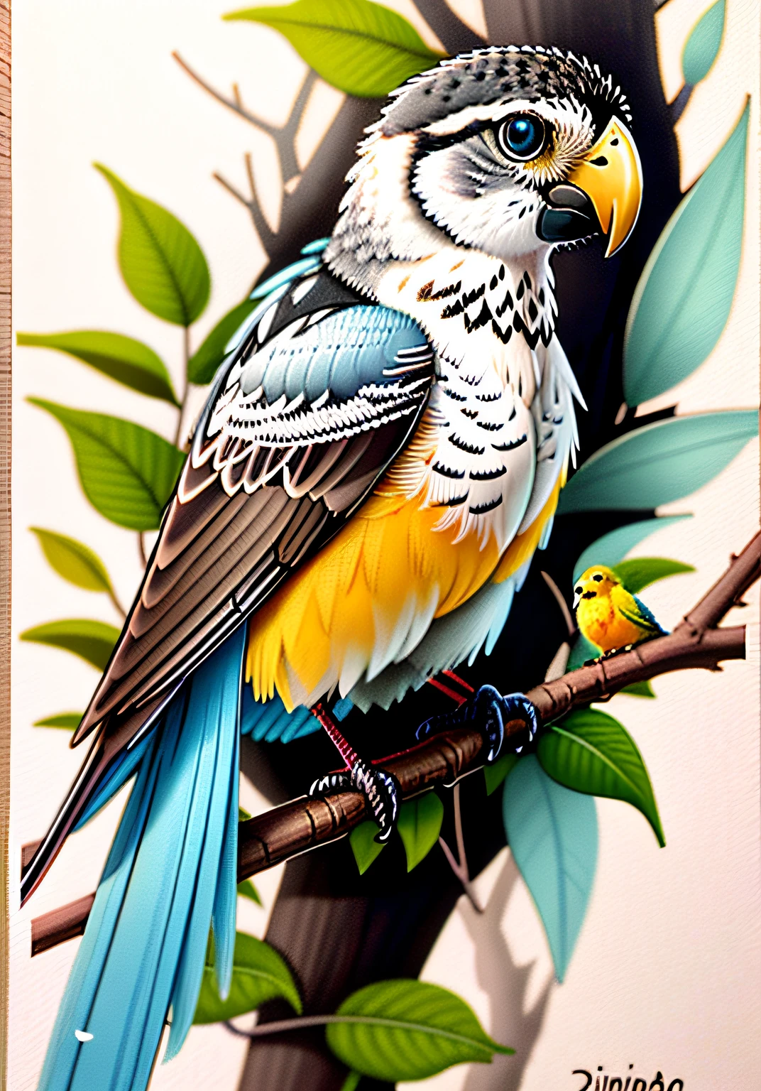 There are two birds that are sitting on a branch, Linework altamente detalhado, Desenho detalhado em 4K, desenho altamente detalhado, accurately drawn details, desenho de alto detalhe, desenho altamente detalhado, trabalho de linha extremamente detalhado, Highly detailed illustration, 4k. desenho detalhado, High detail illustration, trabalho de linha detalhado, Highly detailed sketch, high detailed illustration, arte de linha hiper detalhada
