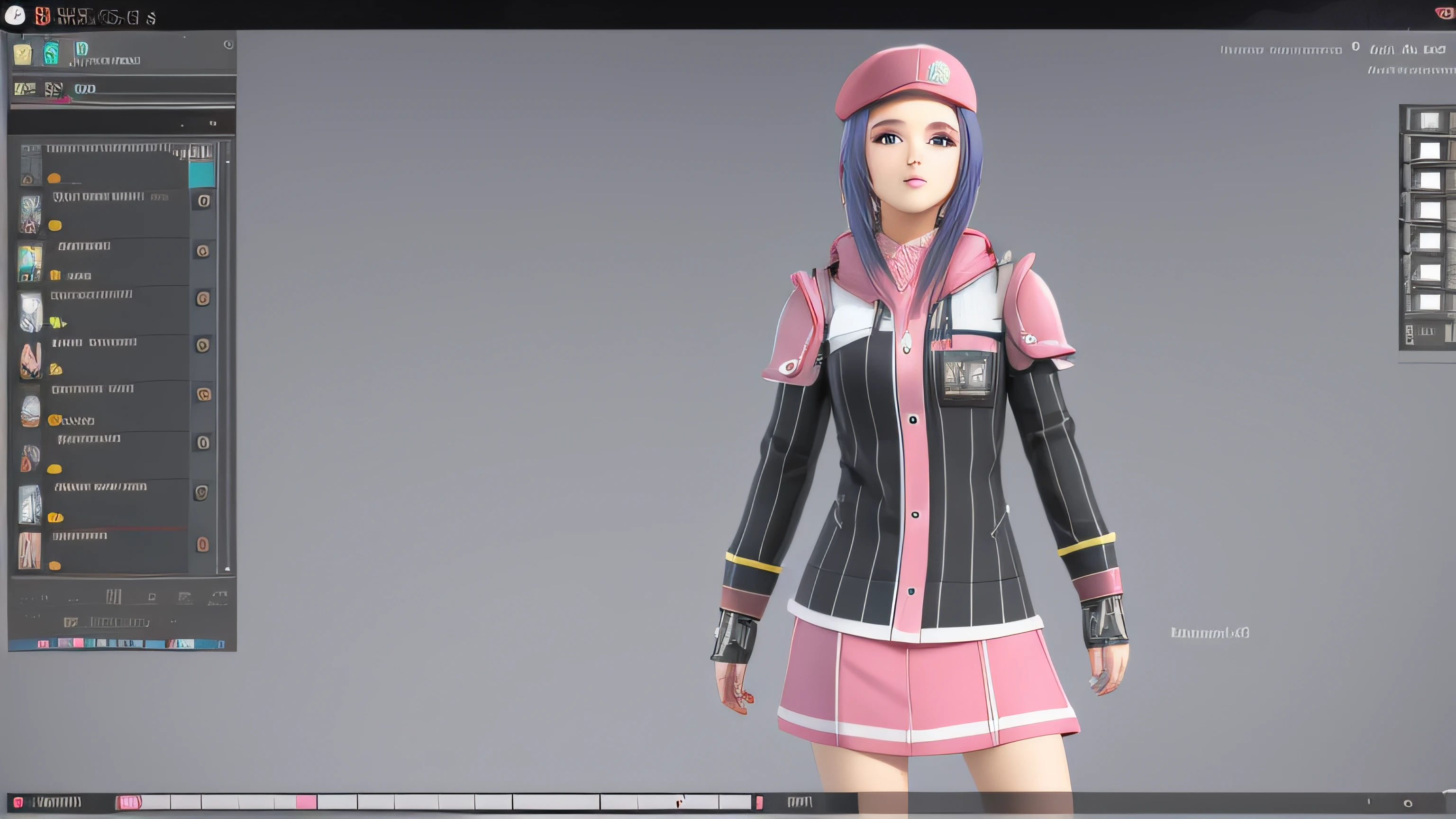 a close up of a person in a dress and a hat, anime estilo 3d, modelo live2d youtuber virtual, 3d menina anime, modelado em poser, Personagem altamente detalhado, personagem feminina, anime estilizado, anime estilizado, render de uma menina anime 3d bonito, estilo de jogo square enix, armadura rosa simplificada, Pele rosa, mechanic punk outfit