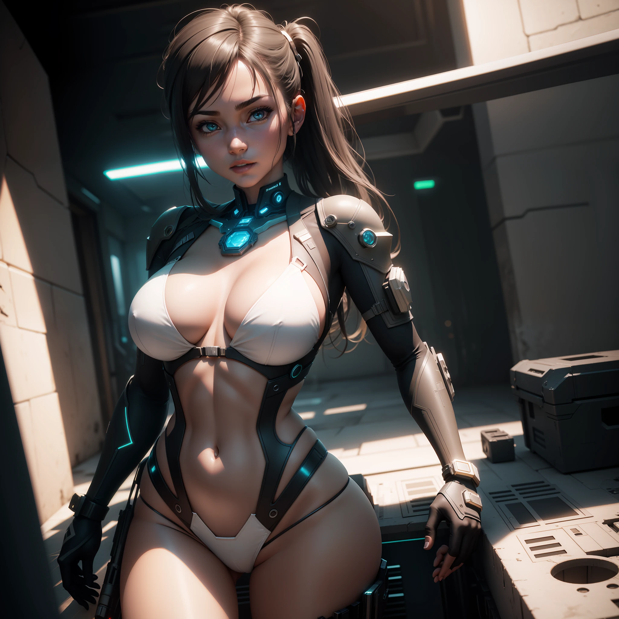 Bikini, (Best Quality), (Masterpiece), (Details: 1.4), 3D, A Beautiful Cyberpunk Woman, HDR (High Dynamic Range), Ray Tracing, NVIDIA RTX, Super-Resolution, Unreal 5, Subsurface Scattering, PBR Textures, Post-processing, Anisotropic Filtering, Depth of Field, Maximum Sharpness and Sharpness, Multi-layer Textures, Albedo and Highlight Maps, Surface Shading, Accurate simulation of light-material interactions, perfect proportions, Octane Render, two-color light, large aperture, low ISO, white balance, rule of thirds, 8K RAW,