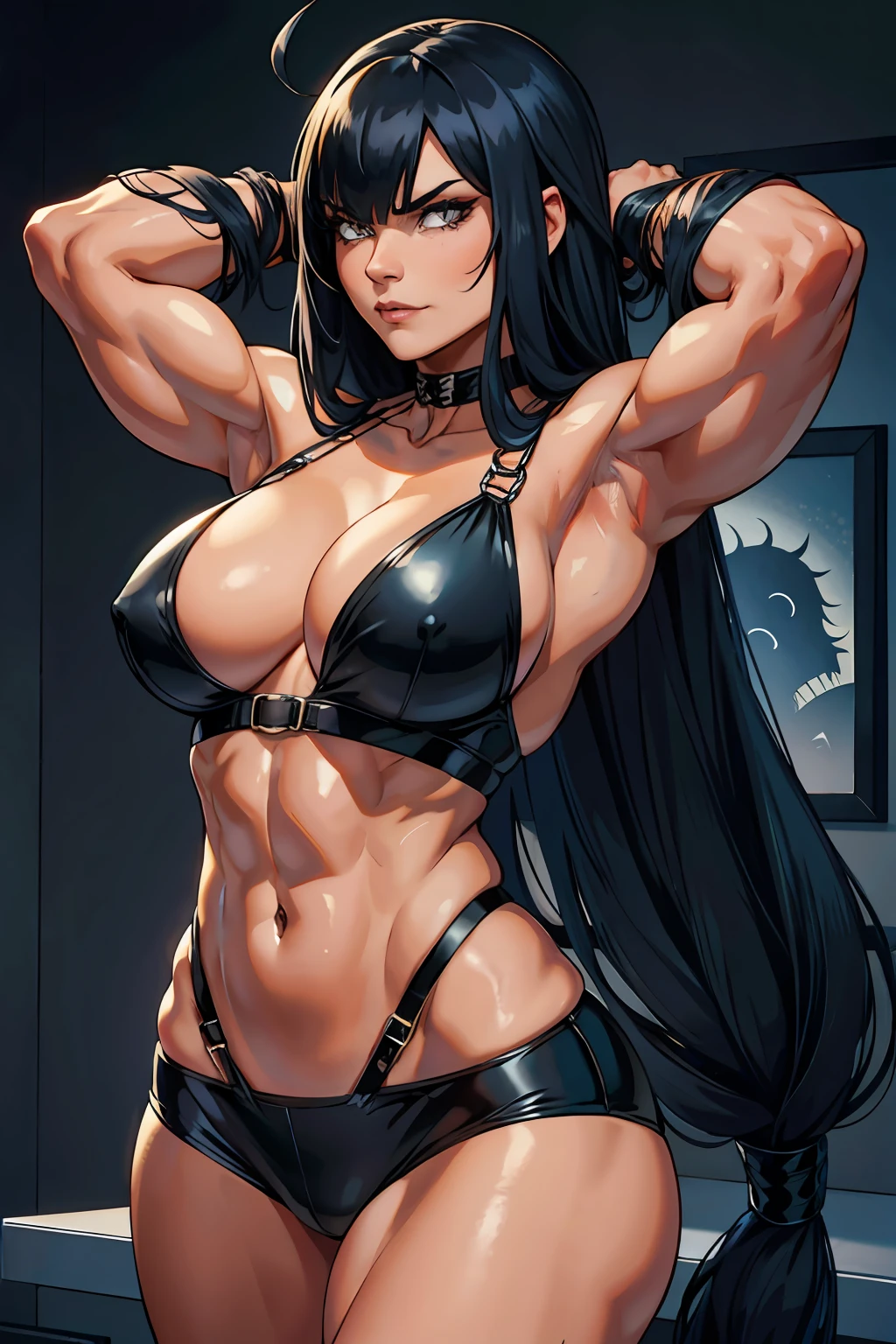 Venom muscle shape goth girl muscle Long hair with bang
