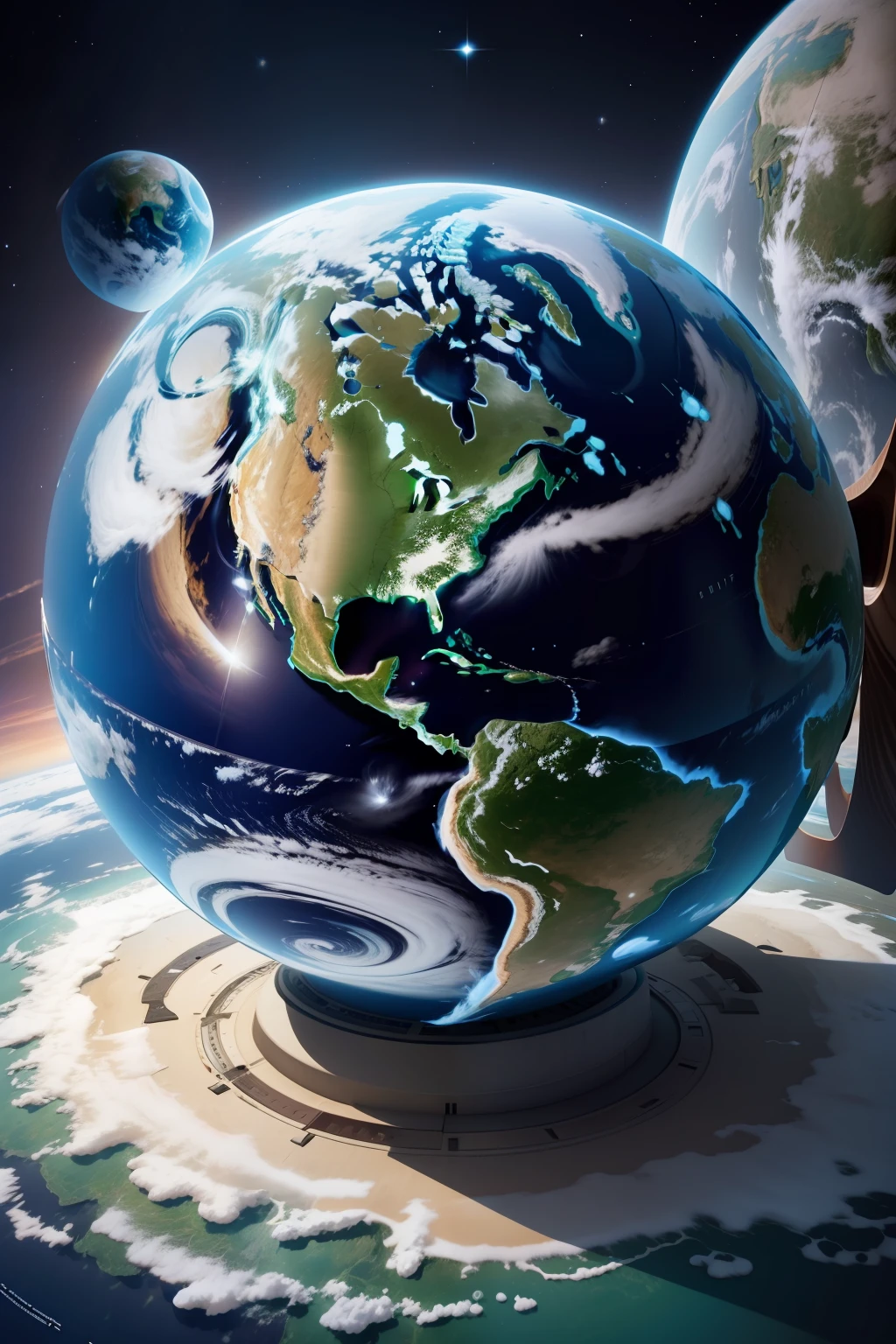 Create an image of planet Earth with the question mark