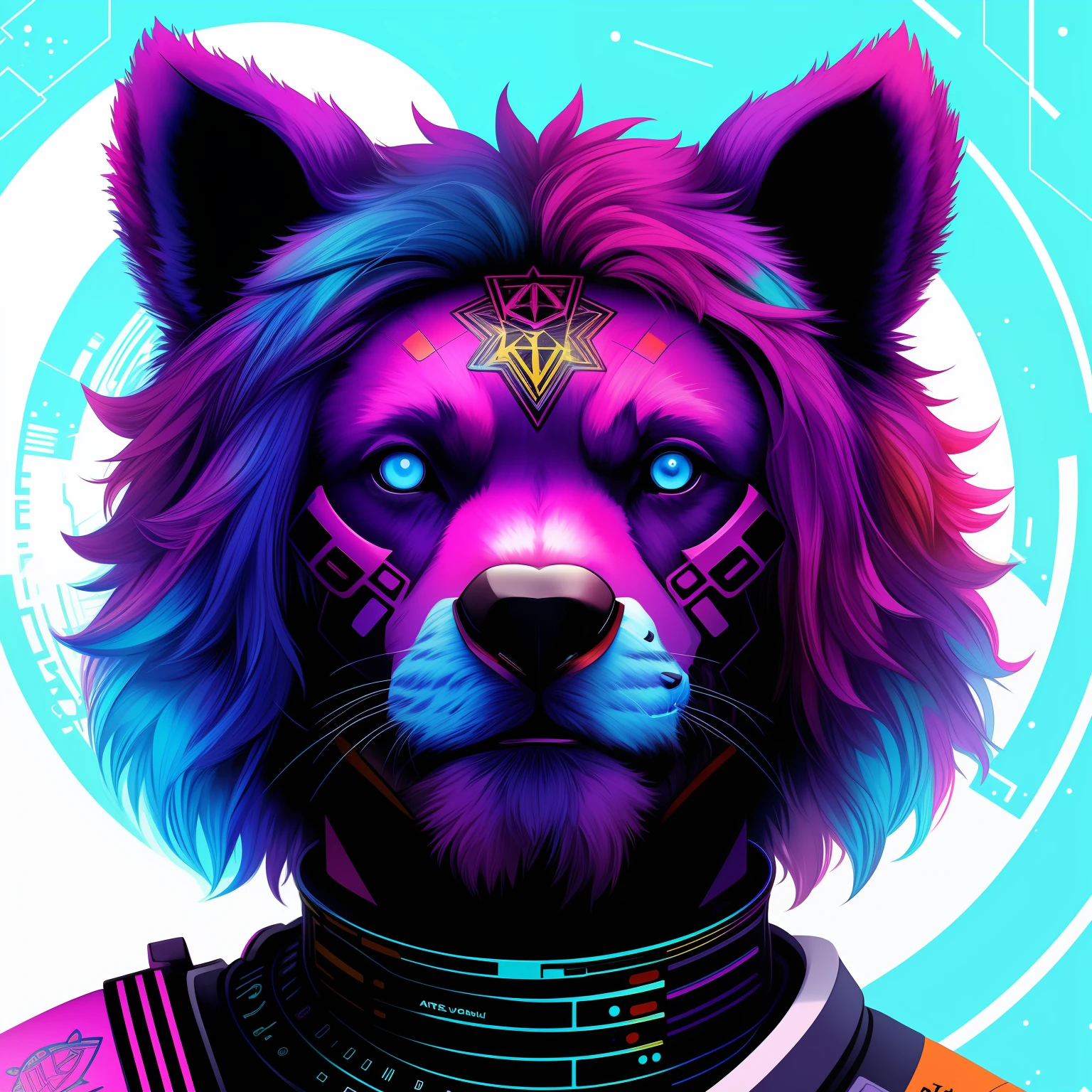 Urso, arte da camiseta, Cyberpunk, vetor, 2d illustration, fundo escuro, colorido, colorido moderno, Centrado, Front view, hiperdetalhado, png