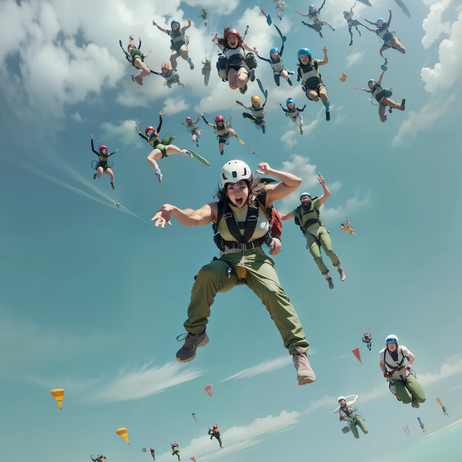 People jumping out of a plane