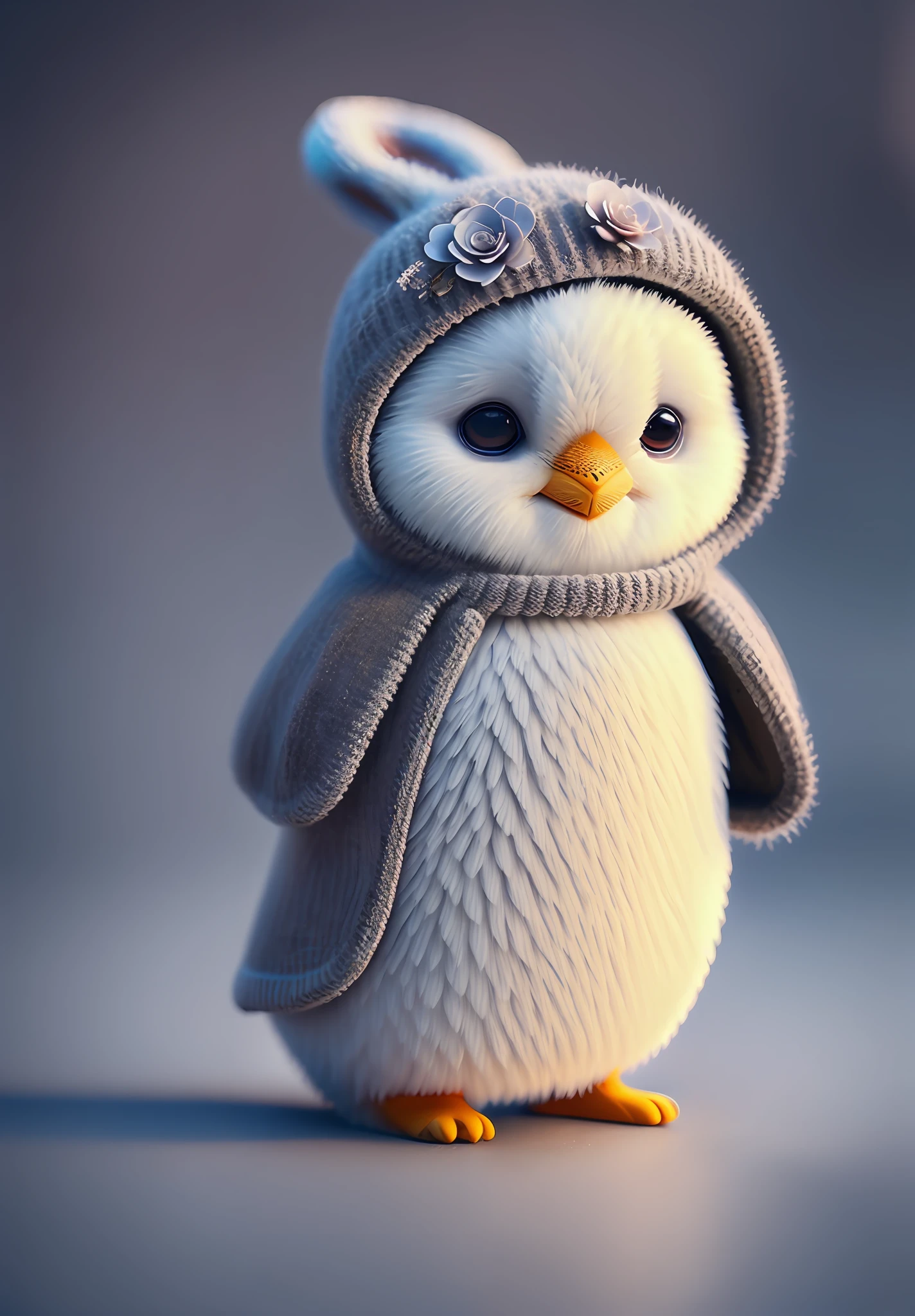 pinguim , blur, flor, Natureza, DDIM_HumaDDIMs, profundidade de campo, Estilo to8Contrast, Escuro_Glam, usando DRK_Glam, Sombras profundas, (Escuro: 1.4), (8k, Foto RAW, best quality, master part: 1.2)