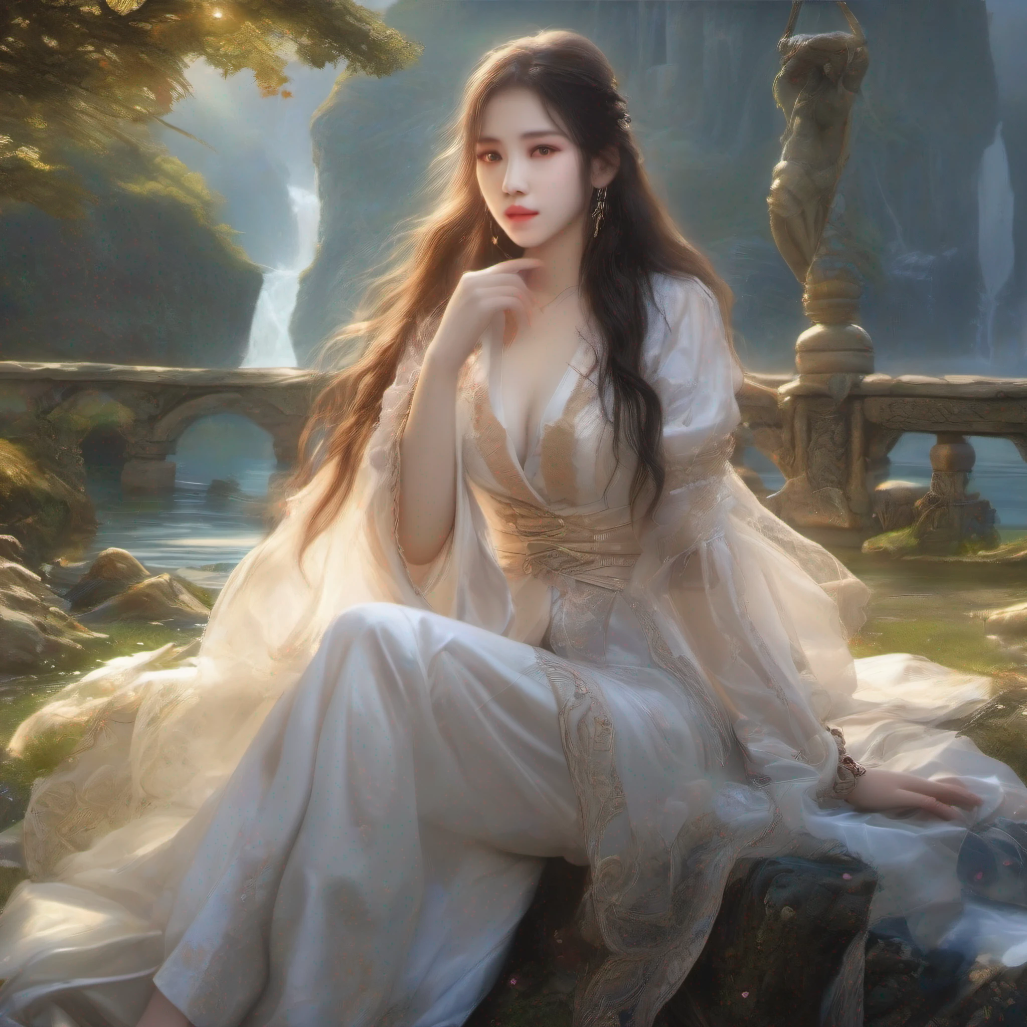 ((​masterpiece)、(top-quality)、(reallistic))、beautiful a girl、Bondage style、Fantastic mythical world landscape