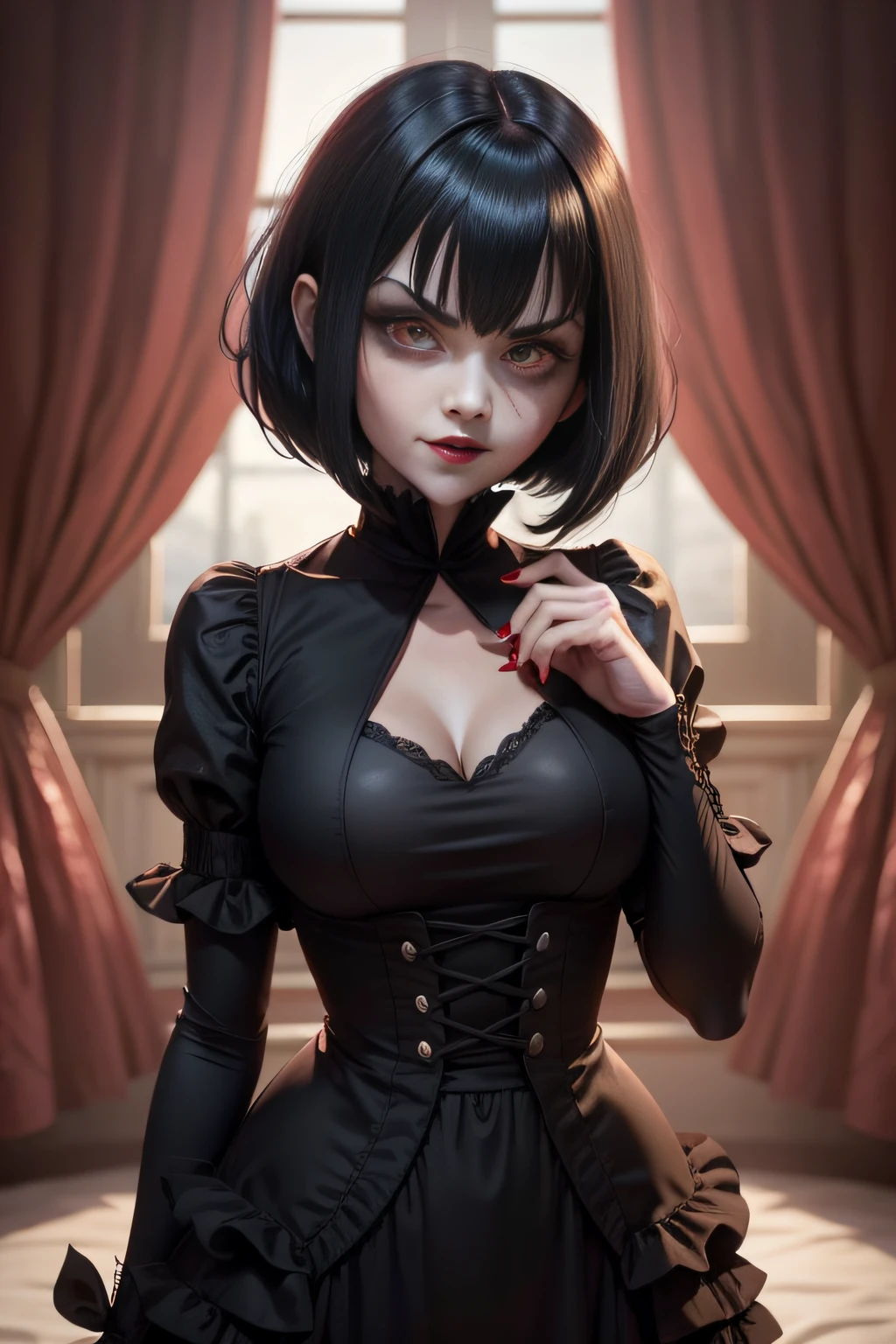 mavis dracula, Mavis Dracula style, Hotel transylvania, cabelo curto, olhos pretos