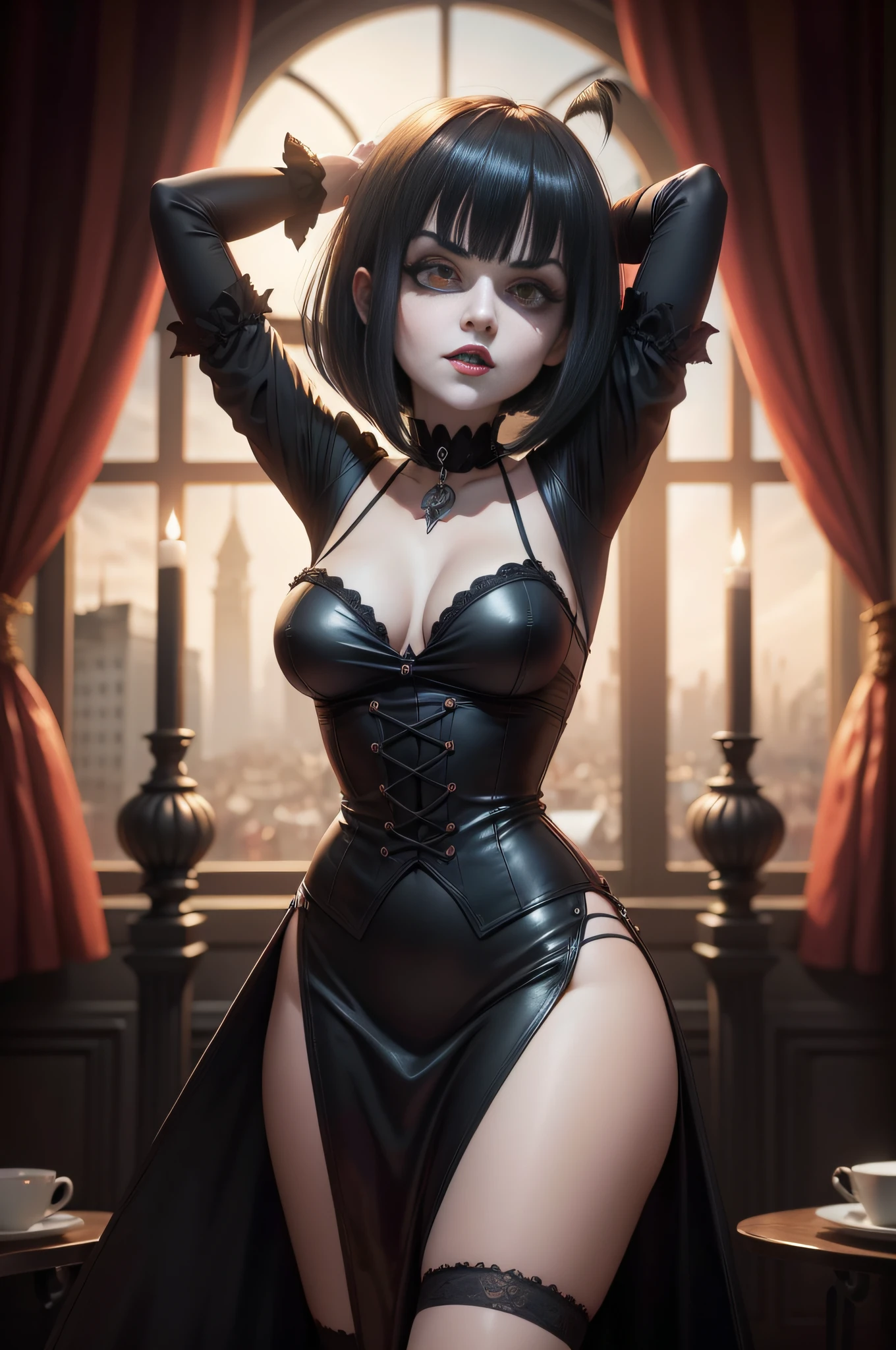 mavis dracula, Mavis Dracula style, Hotel transylvania, cabelo curto, olhos pretos, Faixa Blunt, Gothic range, Mavis