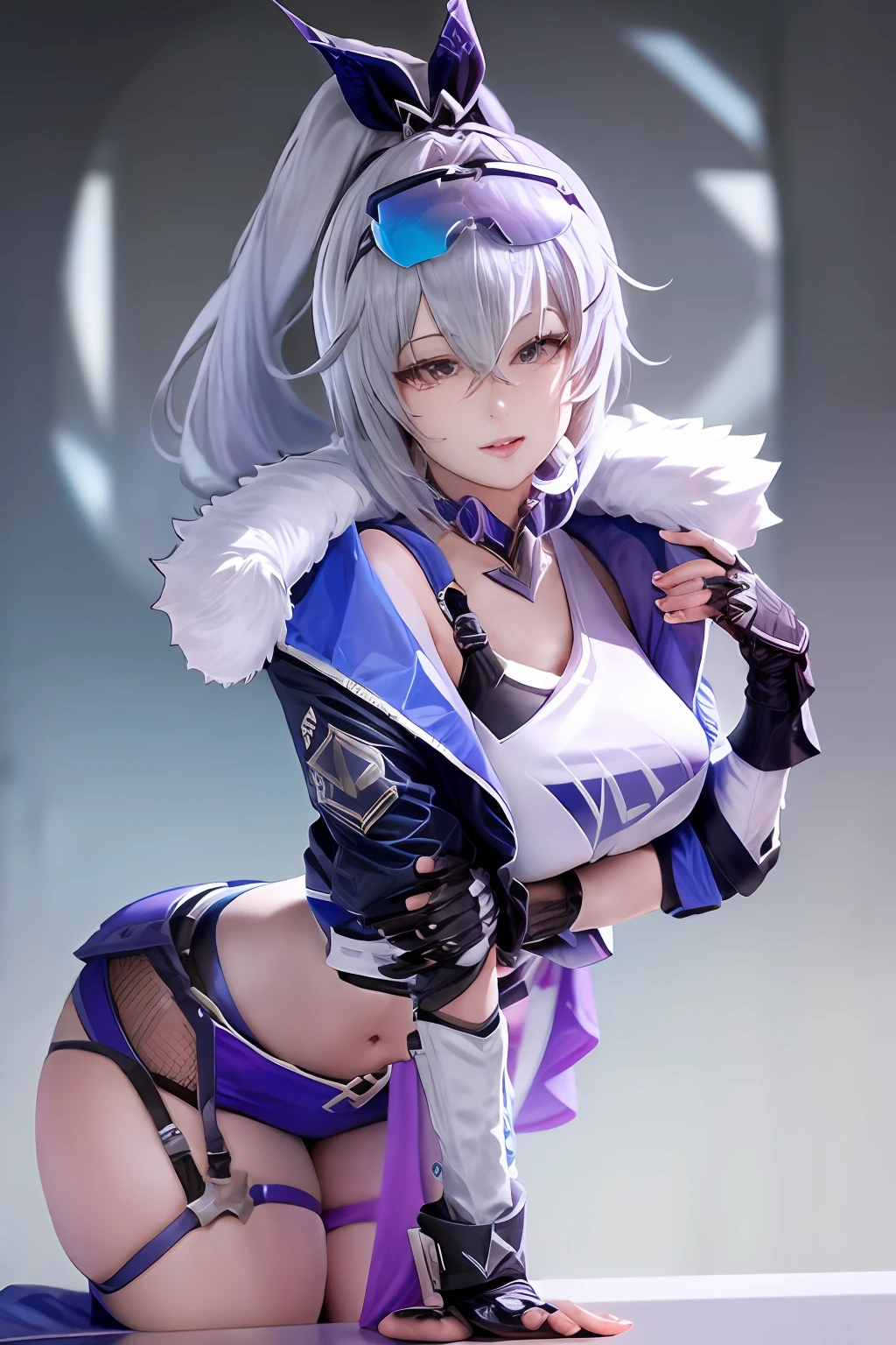 1girl sliver wolf /(honkai:star rail/), fur trim jacket, sunglasses
realistic photo, masterpiece, high quality, best quality, hyper detailed,
Vivacious, (dynamic pose:0.7)
upper body,curvy build, bimbo