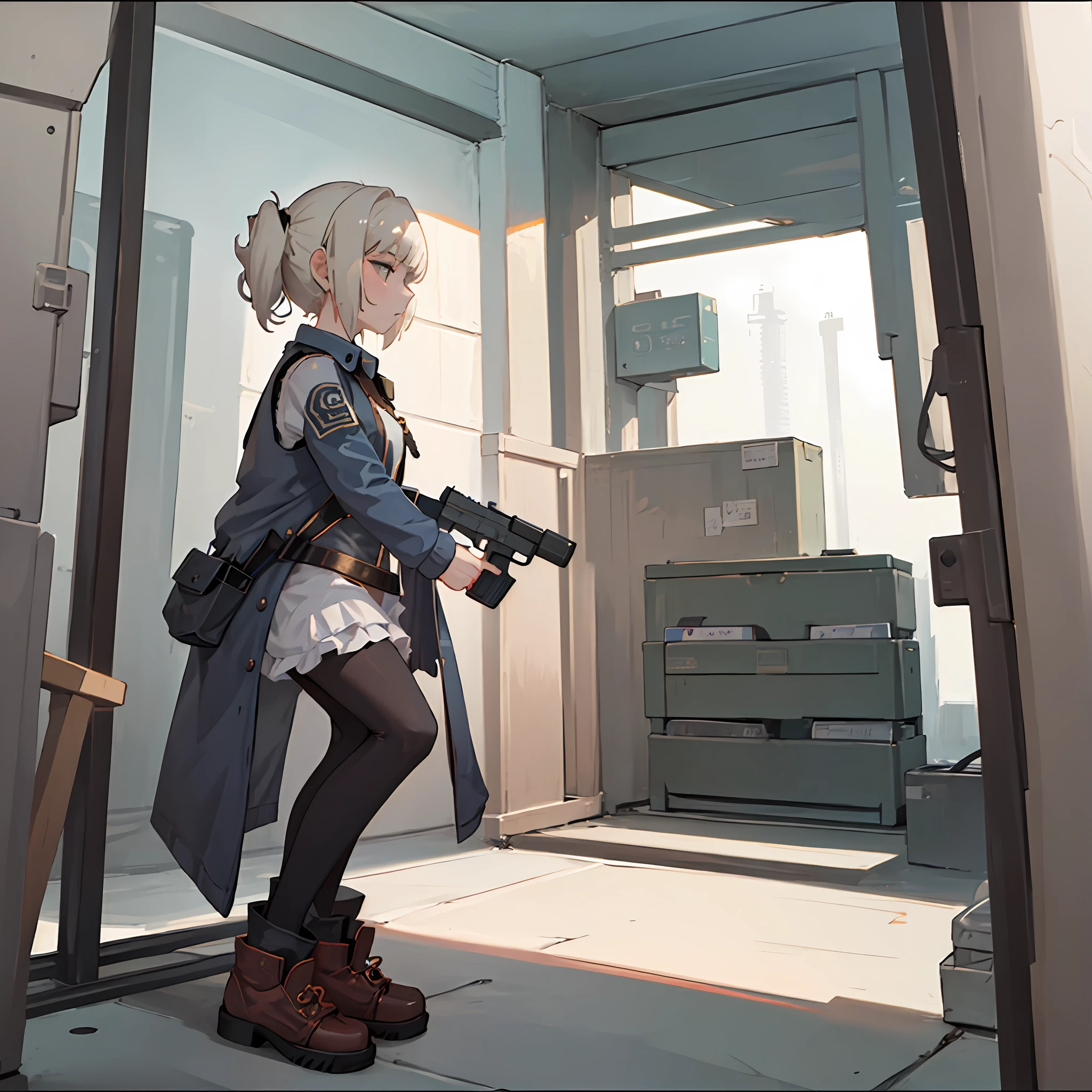 Masterpiece, best quality, Enkyrie, glock17, 1girl, solo, glock, holding gun