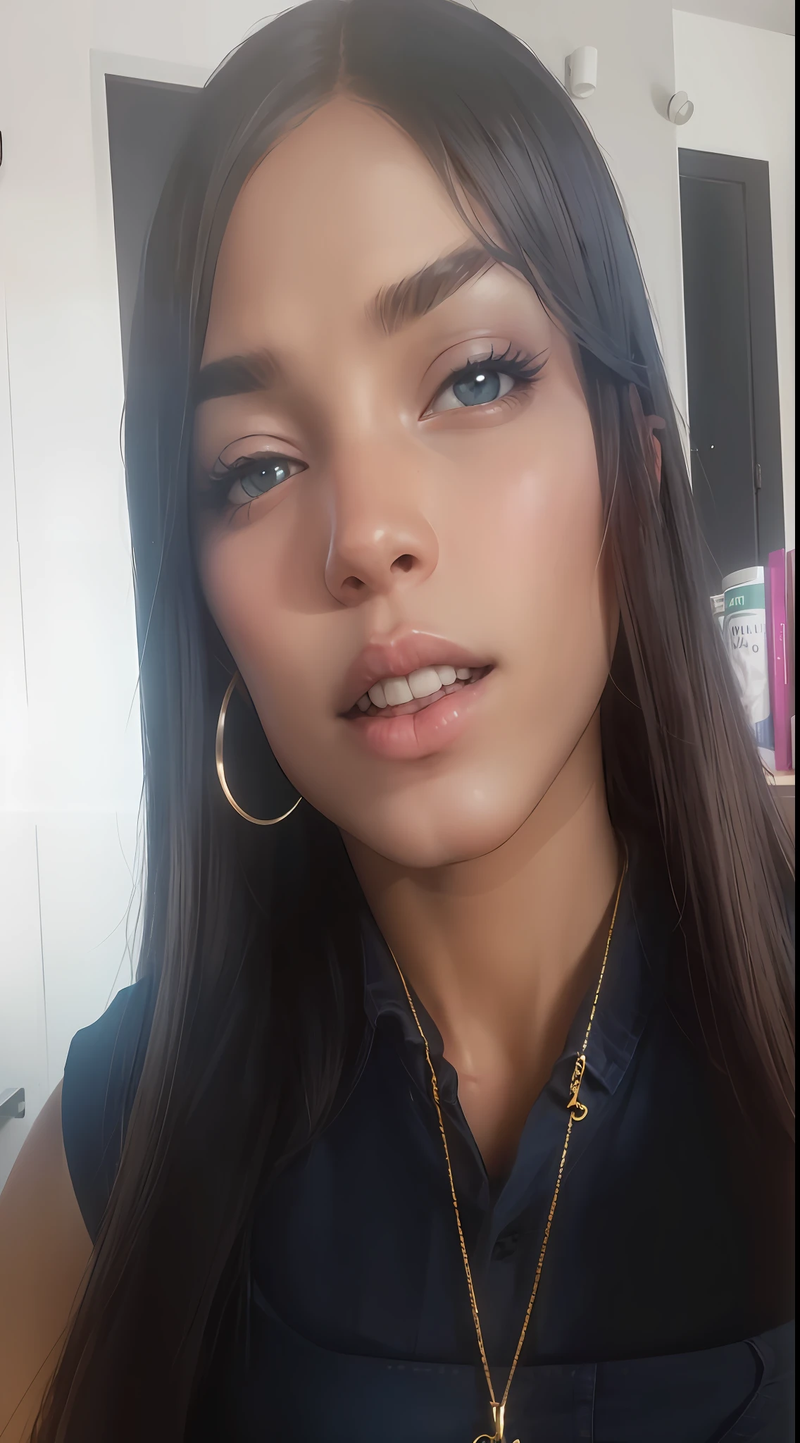 Melhor qualidade, obra-prima, ultra alta res, (fotorrealista: 1.4), foto crua, 1girl, cabelo escuro, lighting dramatic, corpo inteiro, middle hip, camisa,Denim Jeans Pants, middlebreasts, na selva