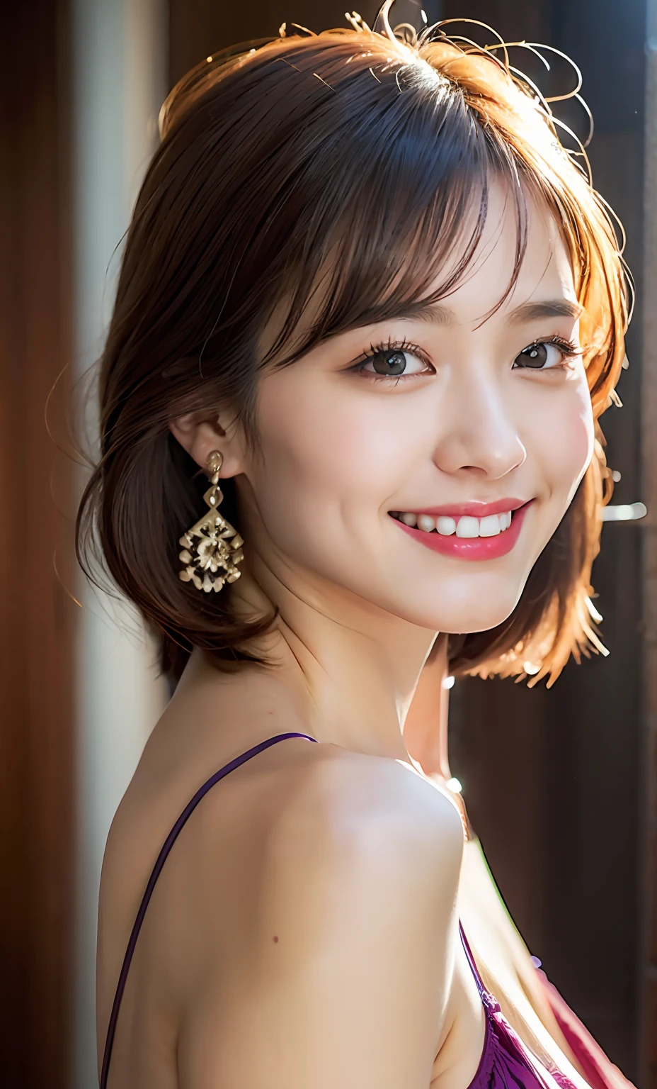Smooth shoulders、luslous skin