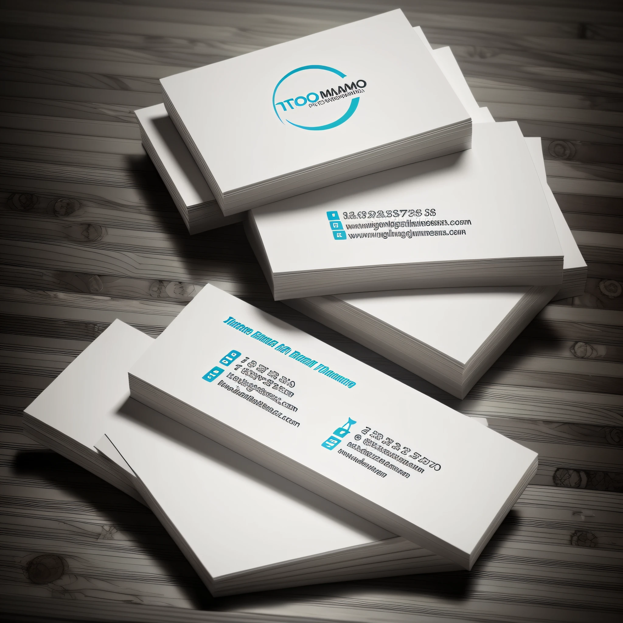 Only business cards stacked at the top of the table, foto de produto, The product is the business card.