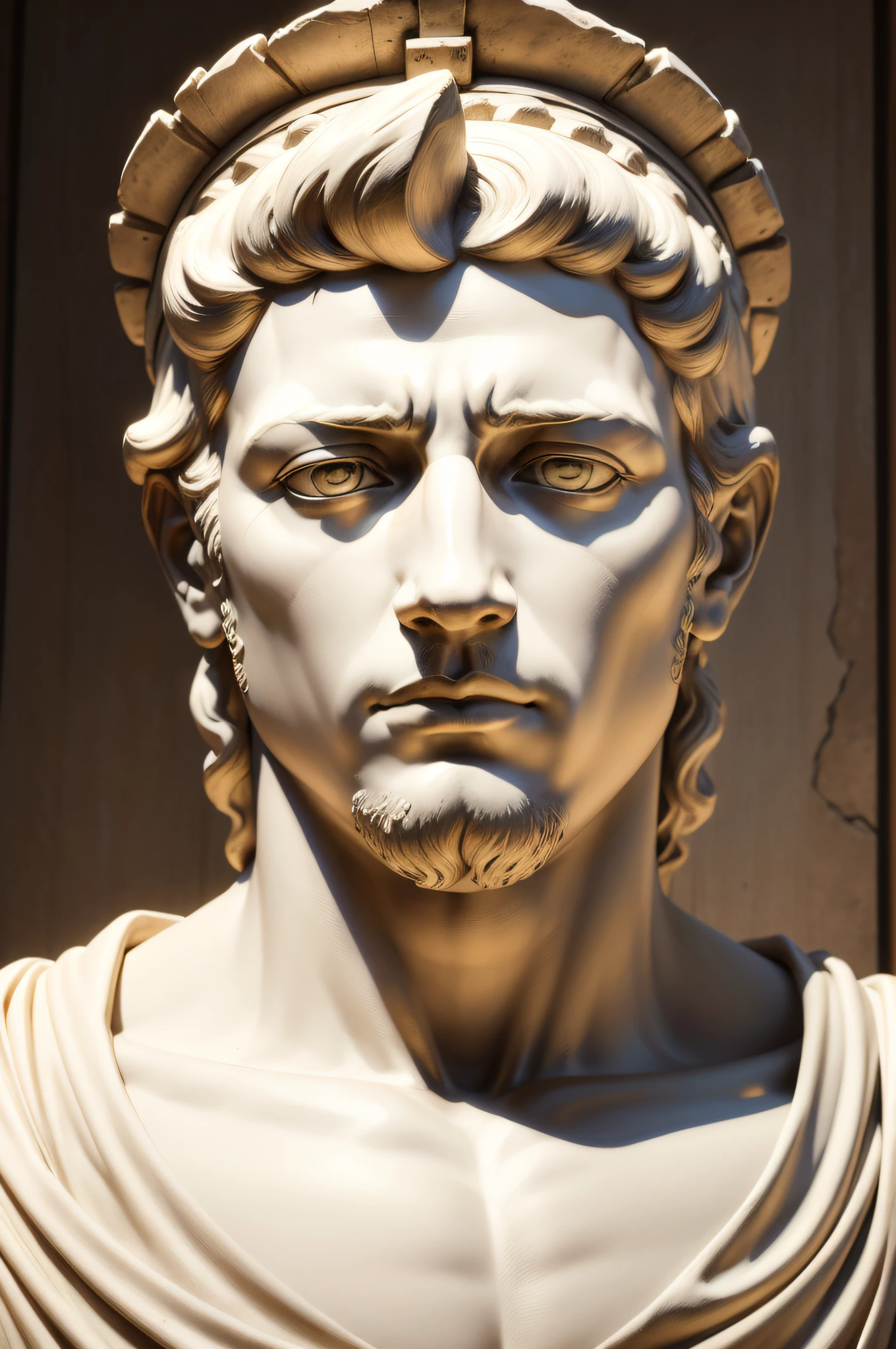 Portrait, realism, photorealism, ancient Roman emperor, as a white marble statue