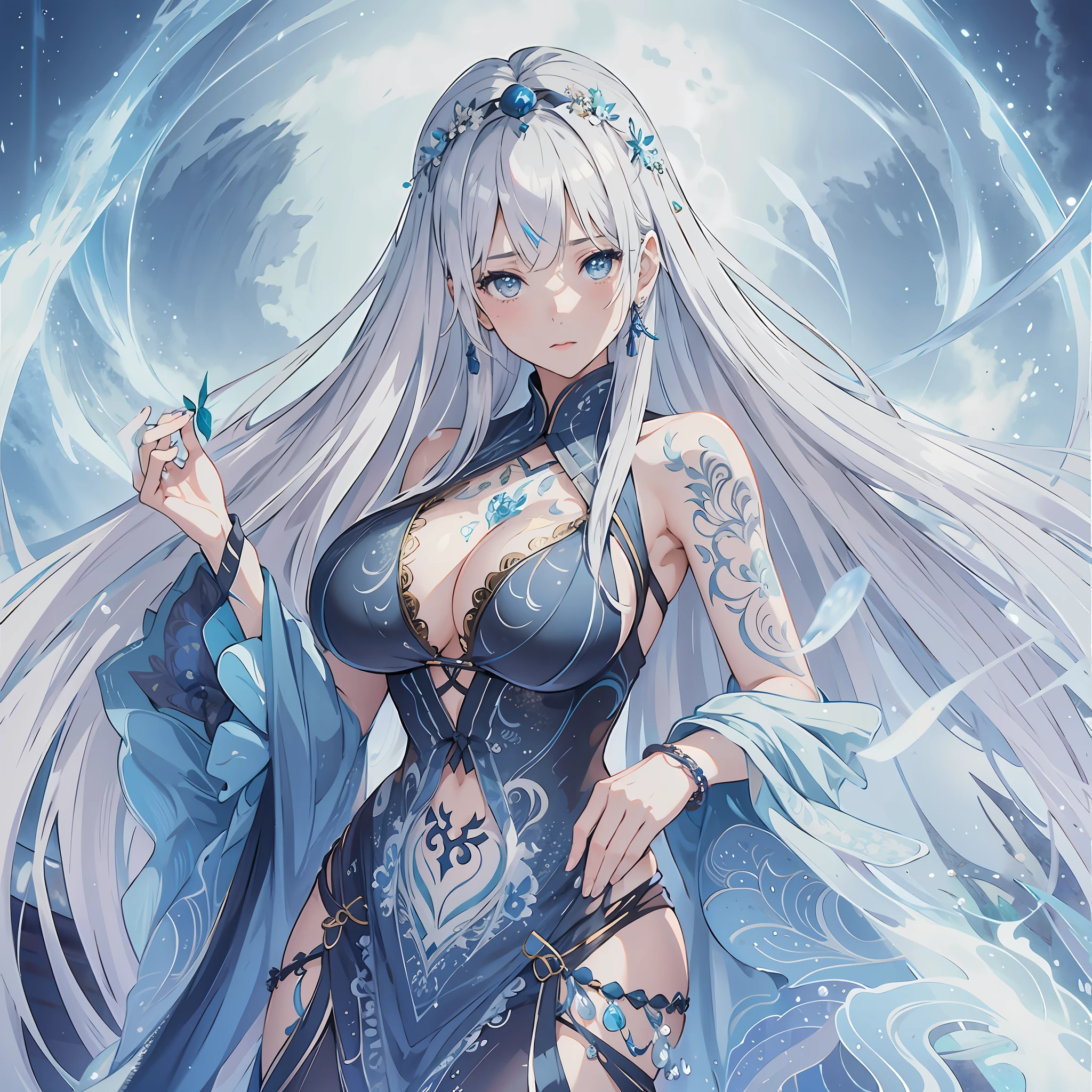 1girl, breasts, moon, lantern, night, solo, large breasts, hair ornament, wet, kimono, japanese clothes, wading, water, hair flower, flower, outdoors, sky, full moon, rain, black hair, off shoulder, mountain, cloud, holding, sash, bare shoulders, paper lantern, standing, white kimono, night sky, sideboob, obi, wet clothes, bangs, tree, from side, reflection, short hair, cloudy sky, wet hair (((masterpiece),(extremely detailed CG unity 8k wallpaper),best quality,,solo,1girl,cinematic lighting,detailed background,beautiful detailed eyes,bright pupils, (an extremely delicate and beautiful),(Beautiful and detailed eye description)， ultra-detailed,masterpiece,)),