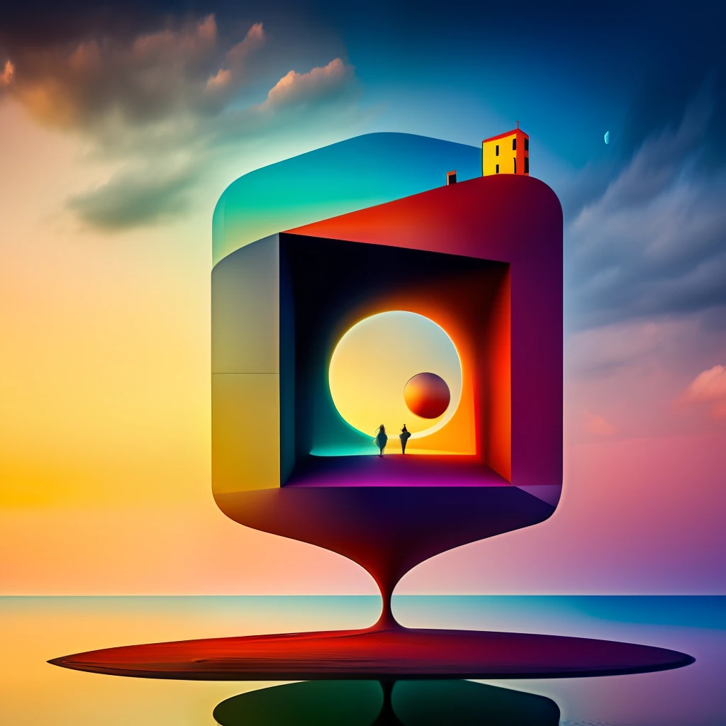 (colorfulsurrealismai)++, (surrealism), apple