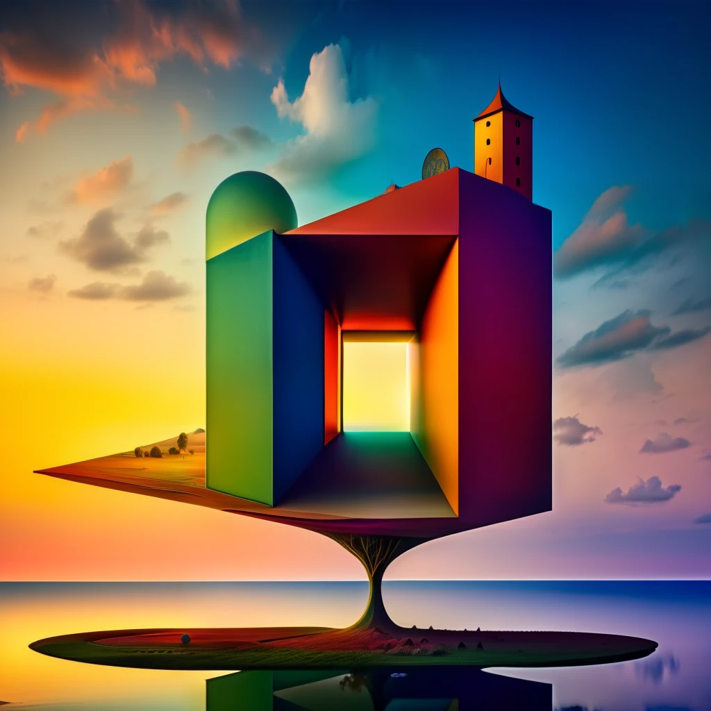 (colorfulsurrealismai)++, (surrealism), apple