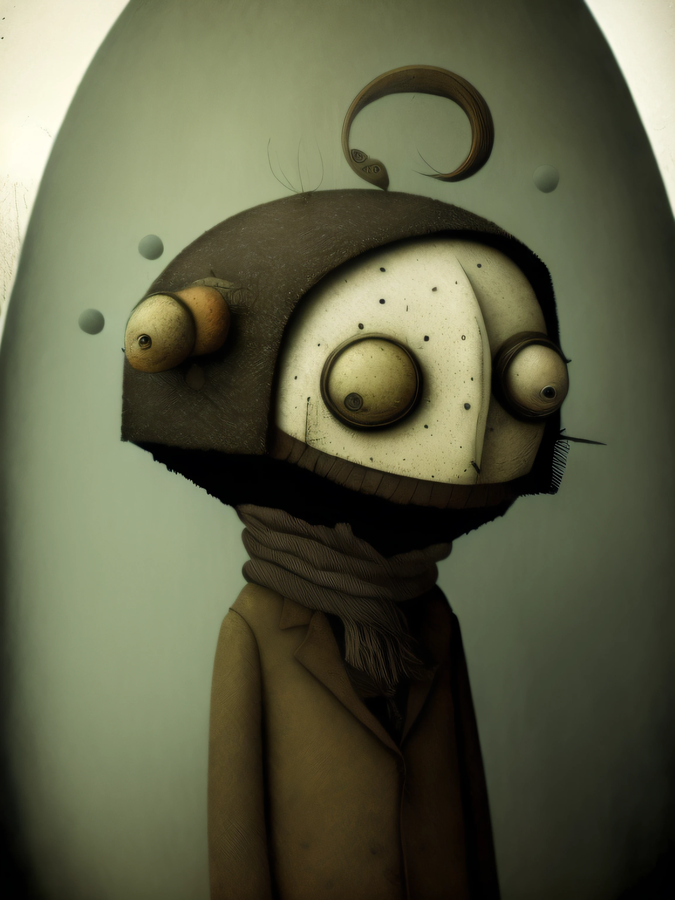 Strange  musicians, personajes de dibujos animados vestidos con abrigos y sombreros , Anton Semenov, Personajes de Maquinarium, Pupilas dot, Tres ojos, Seis de Little Nightmares, 3 cabezales, tres cabezas, sonrisas espeluznantes, , Somber, por Yi Inmun, Teniente Tadeusz Brzozowski, pocos globos oculares, horripilante!!, Arte conceptual post grunge