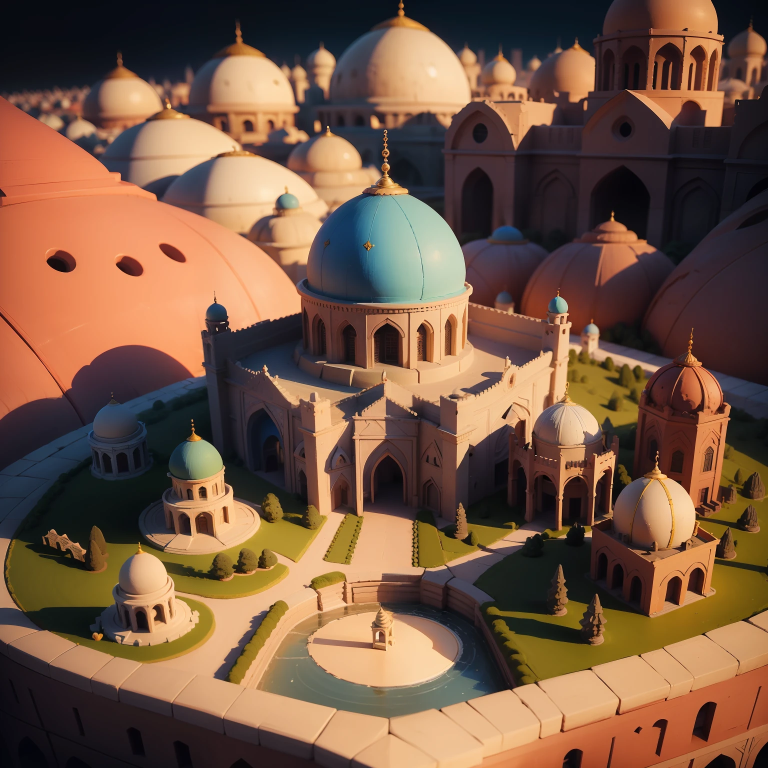 Miniature, super cute clay world, a toy model of a city including the city's mosque, in the style of indian pop culture, beeple, florentine renaissance, 32k uhd, rich and immersive, packed with hidden details, regionalism —ar 3:4 —s 250