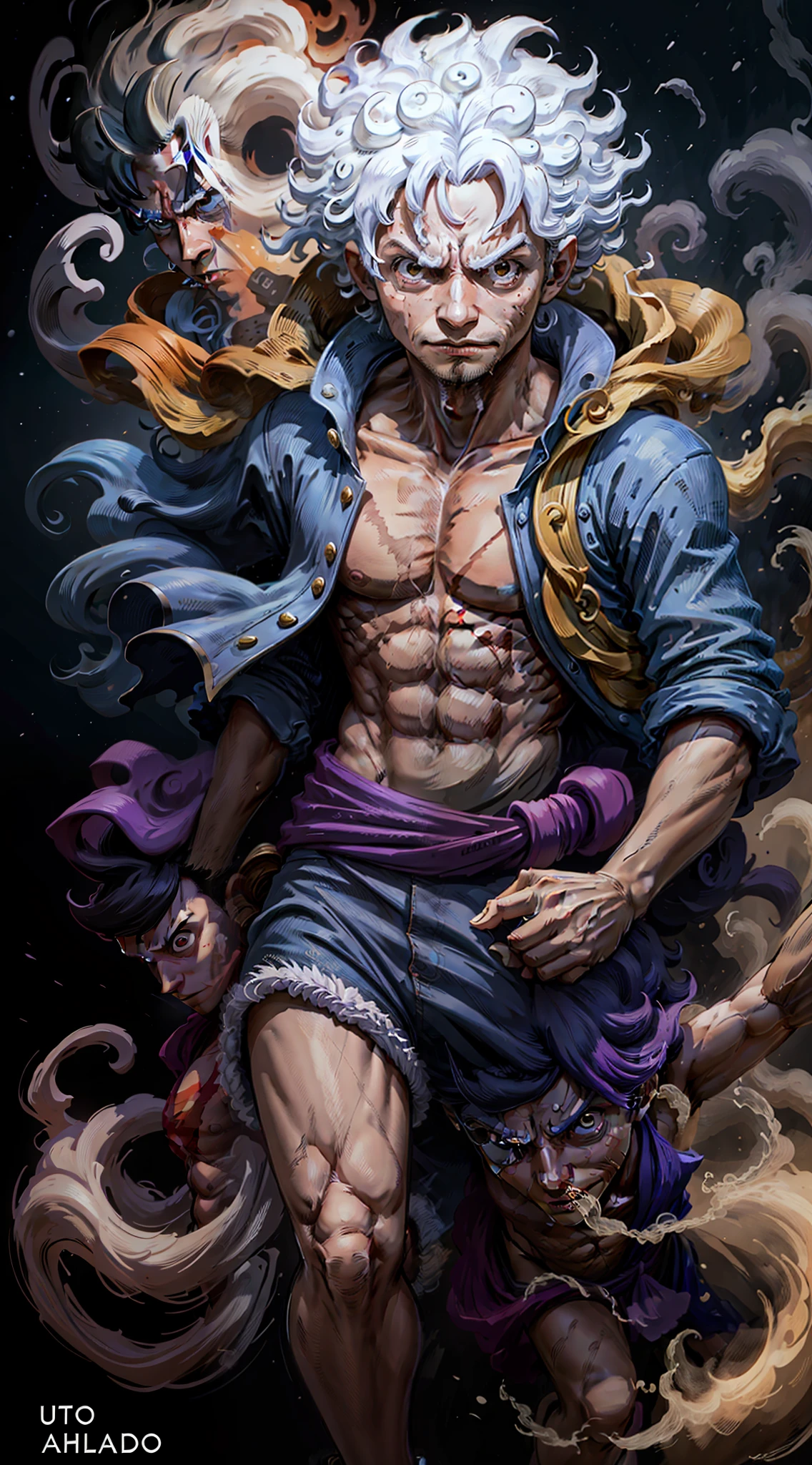 Ultradetalhado, realista, superdetalhado, 8k, 4k, monkey d luffy cabelo branco, supercolor