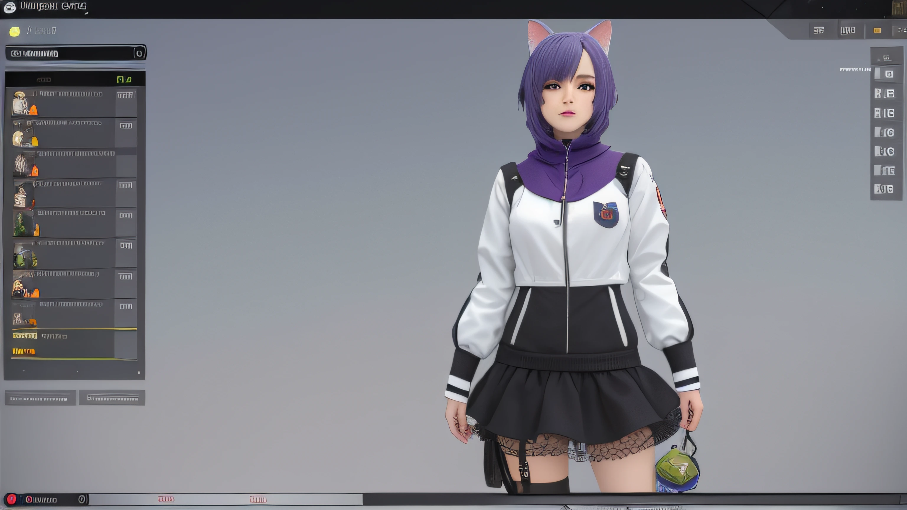 um close up de uma pessoa com um vestido e uma orelha de gato, modelo live2d youtuber virtual, anime estilo 3d, gato atraente, anime vtuber modelo de corpo inteiro, menina com orelhas de gato, 3d menina animeem do jogo, menina do gato, feurry mini cute style, gato anime, Captura de tela de jogabilidade de moda, menina com orelhas de gassoa com pelo roxo, Motor irreal : : maquiagem, Retrato de Jinx de Arcane, menina atraente, gatinha, gatovem bonita, com o rosto muito detalhado,