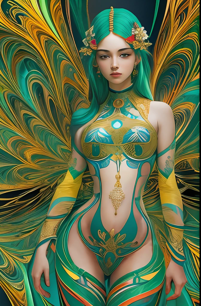 (obra-prima, qualidade superior, melhor qualidade, arte oficial, beautiful and aesthetic: 1.2), (1girl), extremamente detalhado, (arte fractal: 1.3), colorido, mais detalhado, futurista altamente detalhado